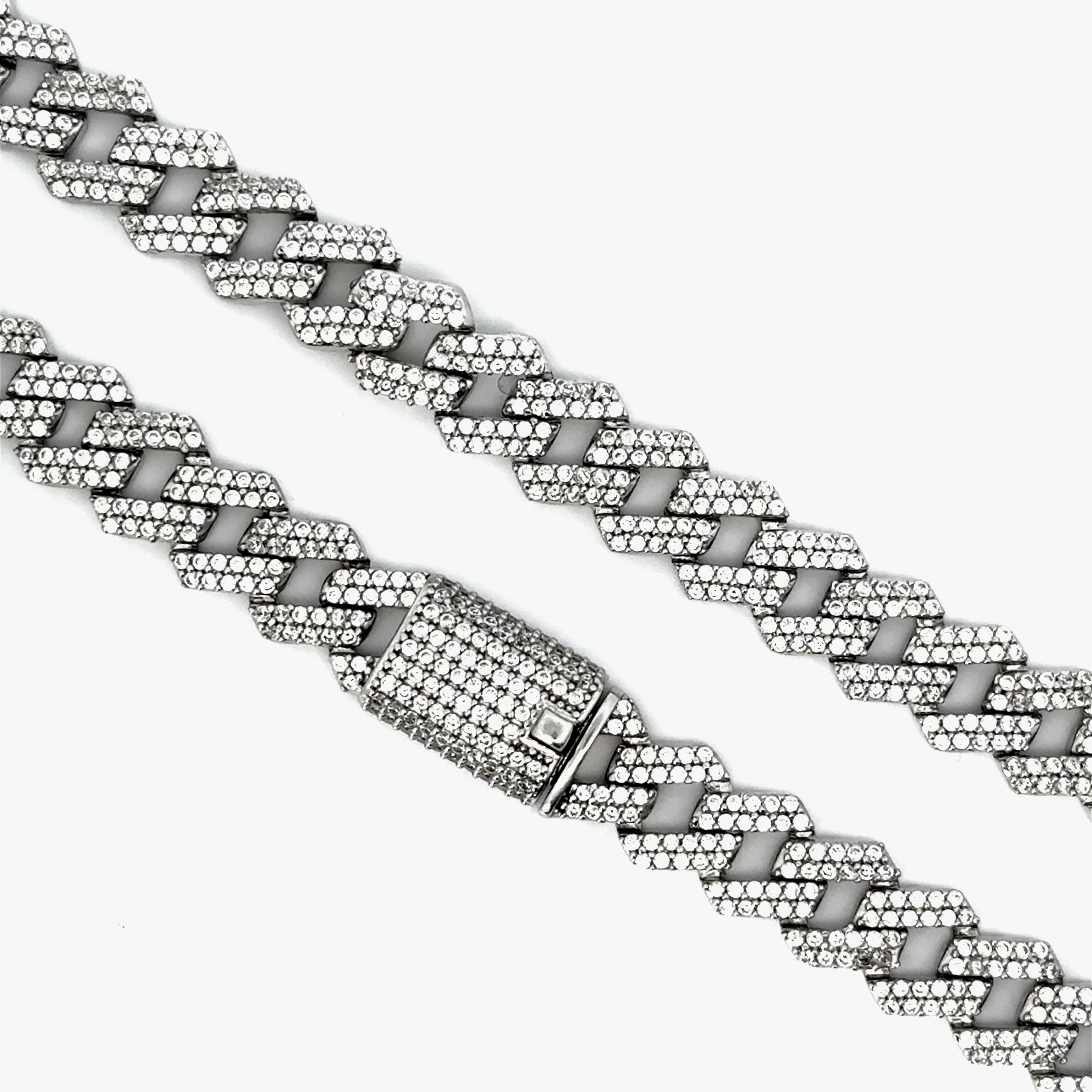 Lant barbati din argint Cuban Zirconiu