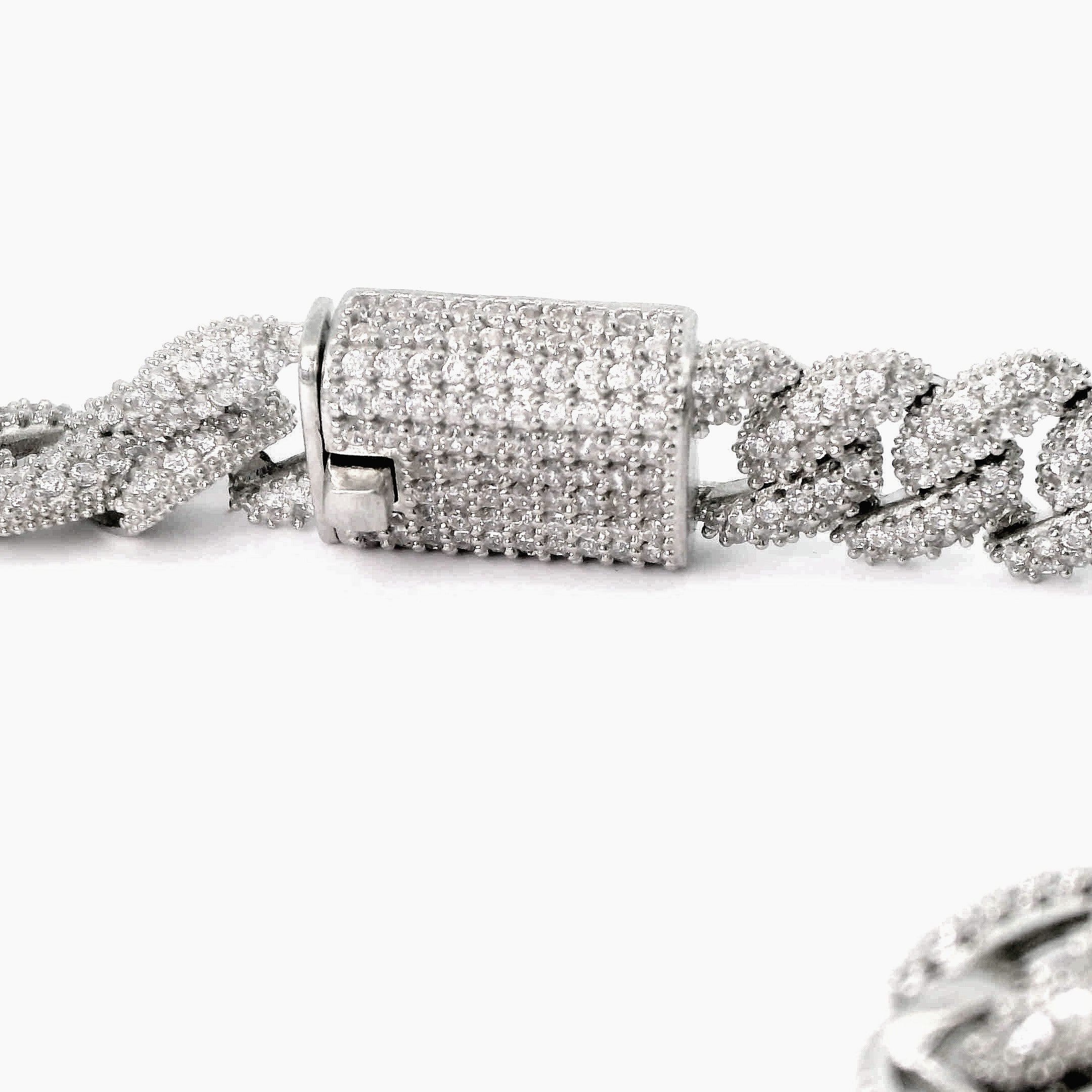 Lant din argint Cuban cu Elemente Swarovski