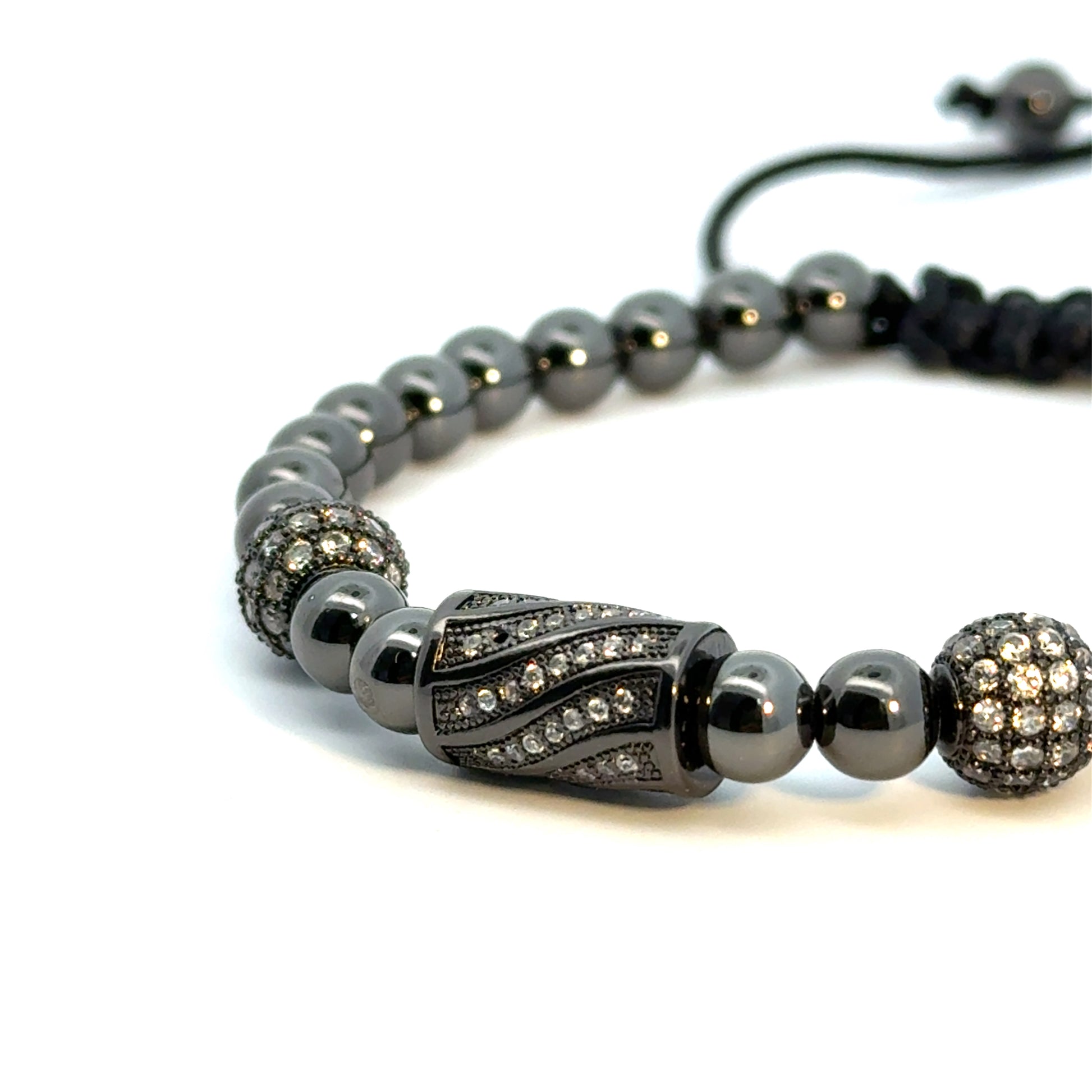 Bratara barbati Shamballa Ball & Tube Cubic Zirconia