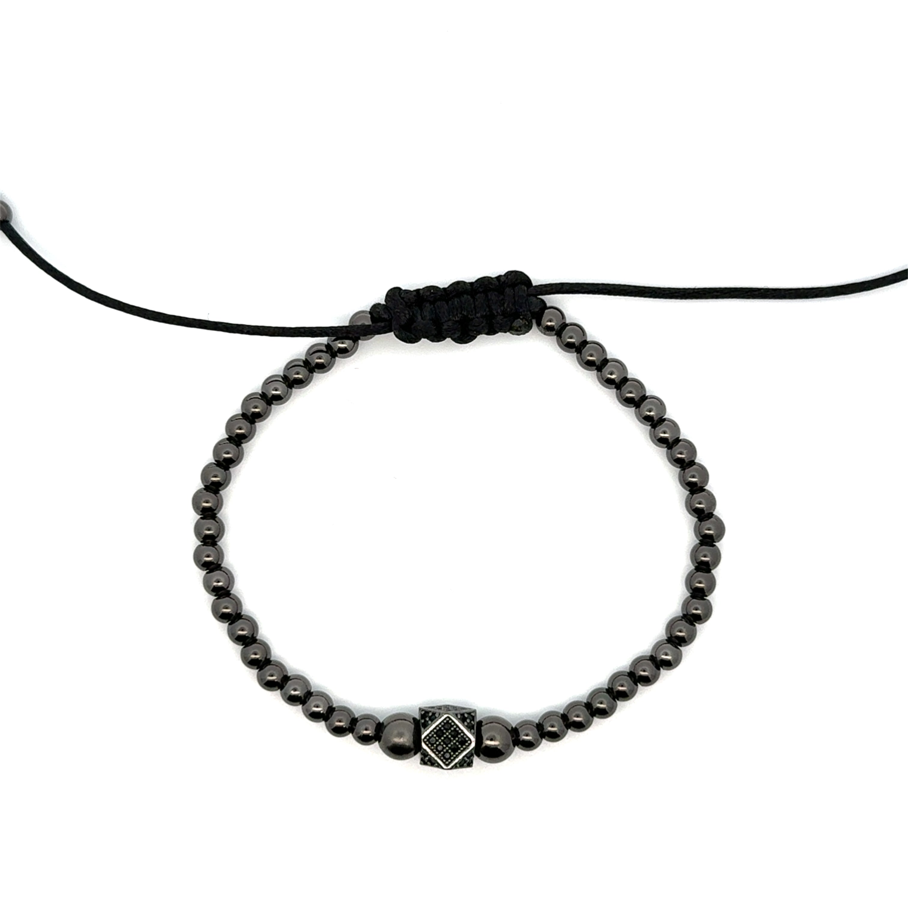 Bratara barbati elastica cu bile din hematit