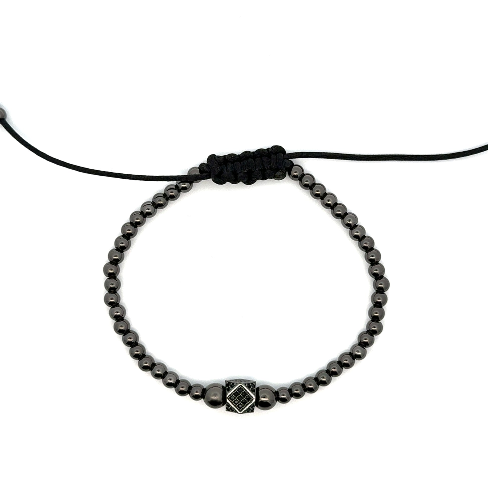 Bratara barbati elastica cu bile din hematit