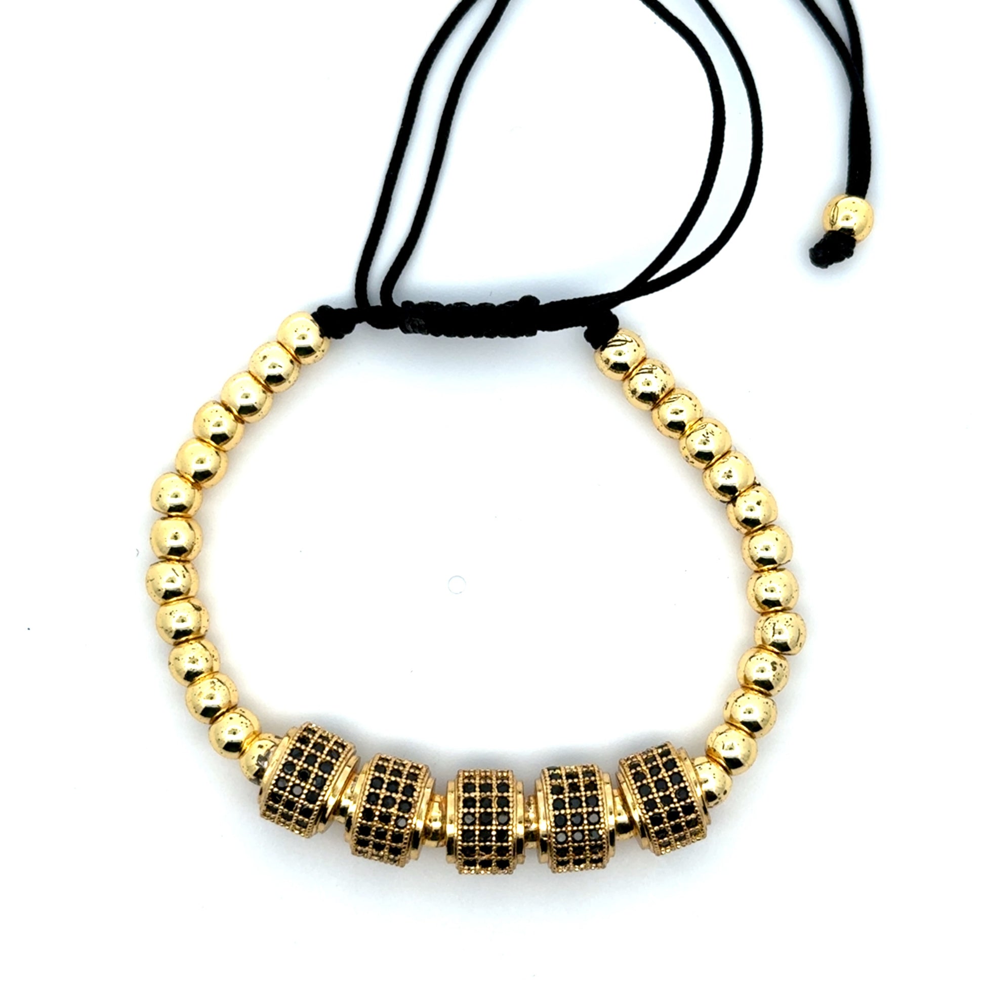 Bratara barbati din metal comun placat cu aur 18K și accesorii cu cristale zirconia