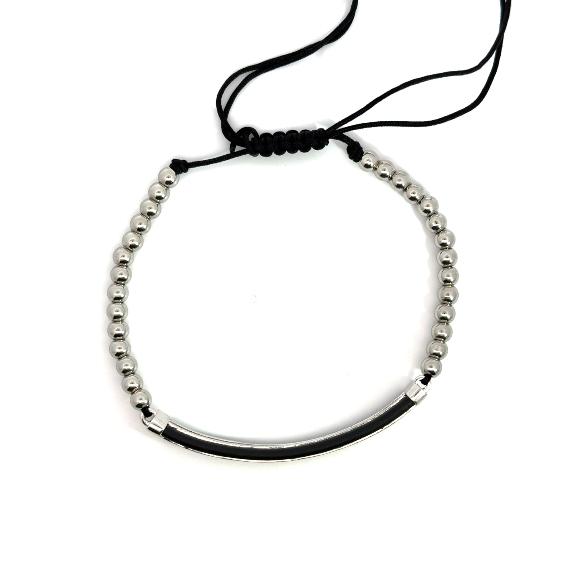 Bratara barbati cu accesoriu argintiu si cristale zirconia