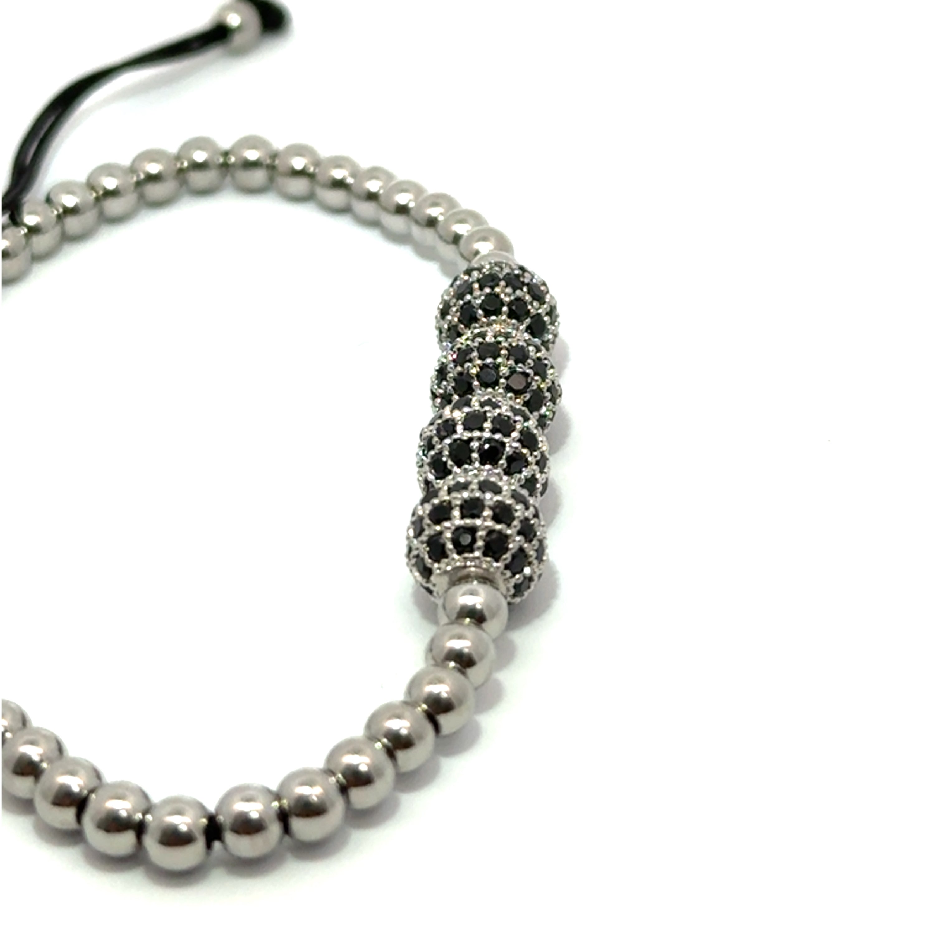 Bratara barbati din metal comun si bile cu cristale zirconia