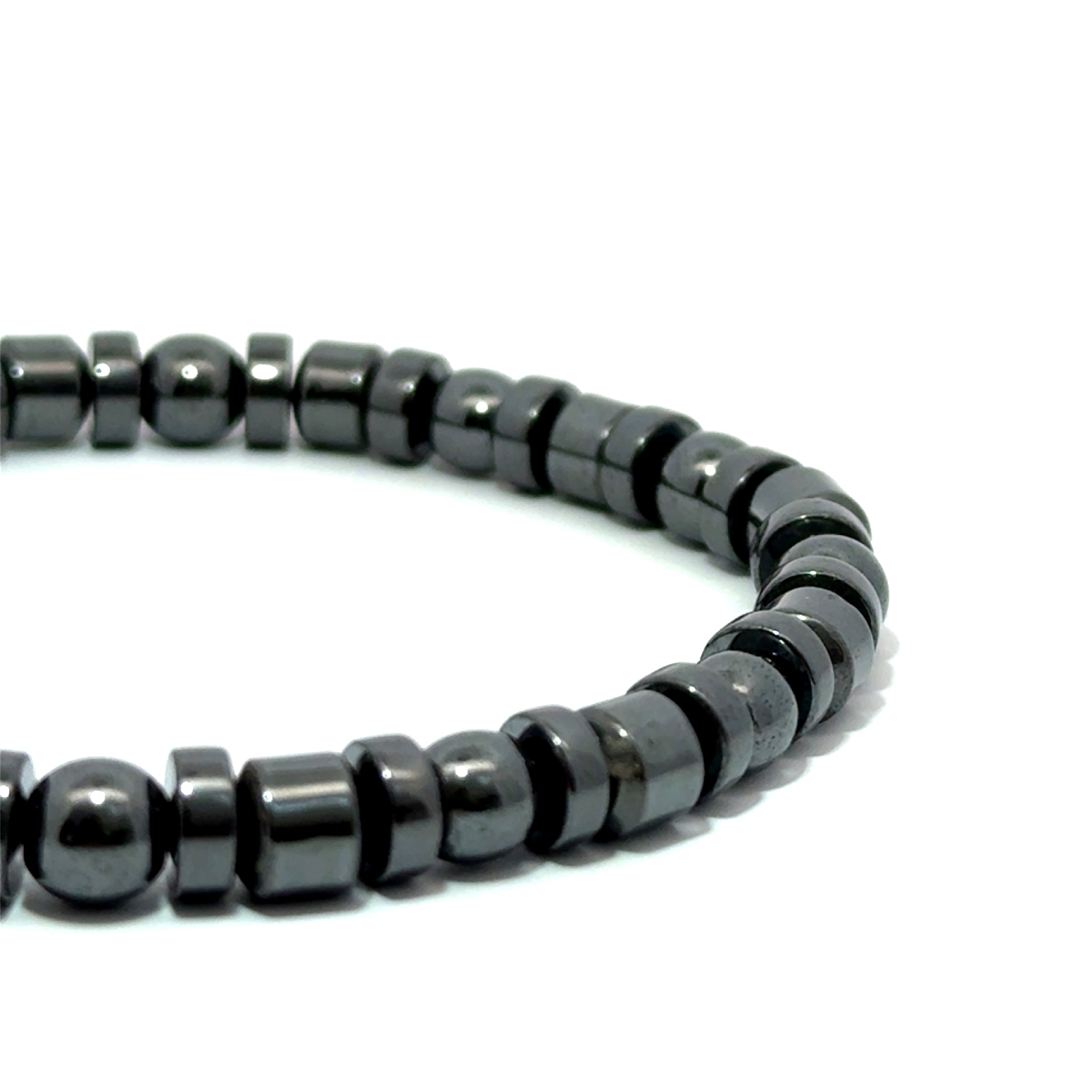 Bratara barbati elastica cu bile din hematit