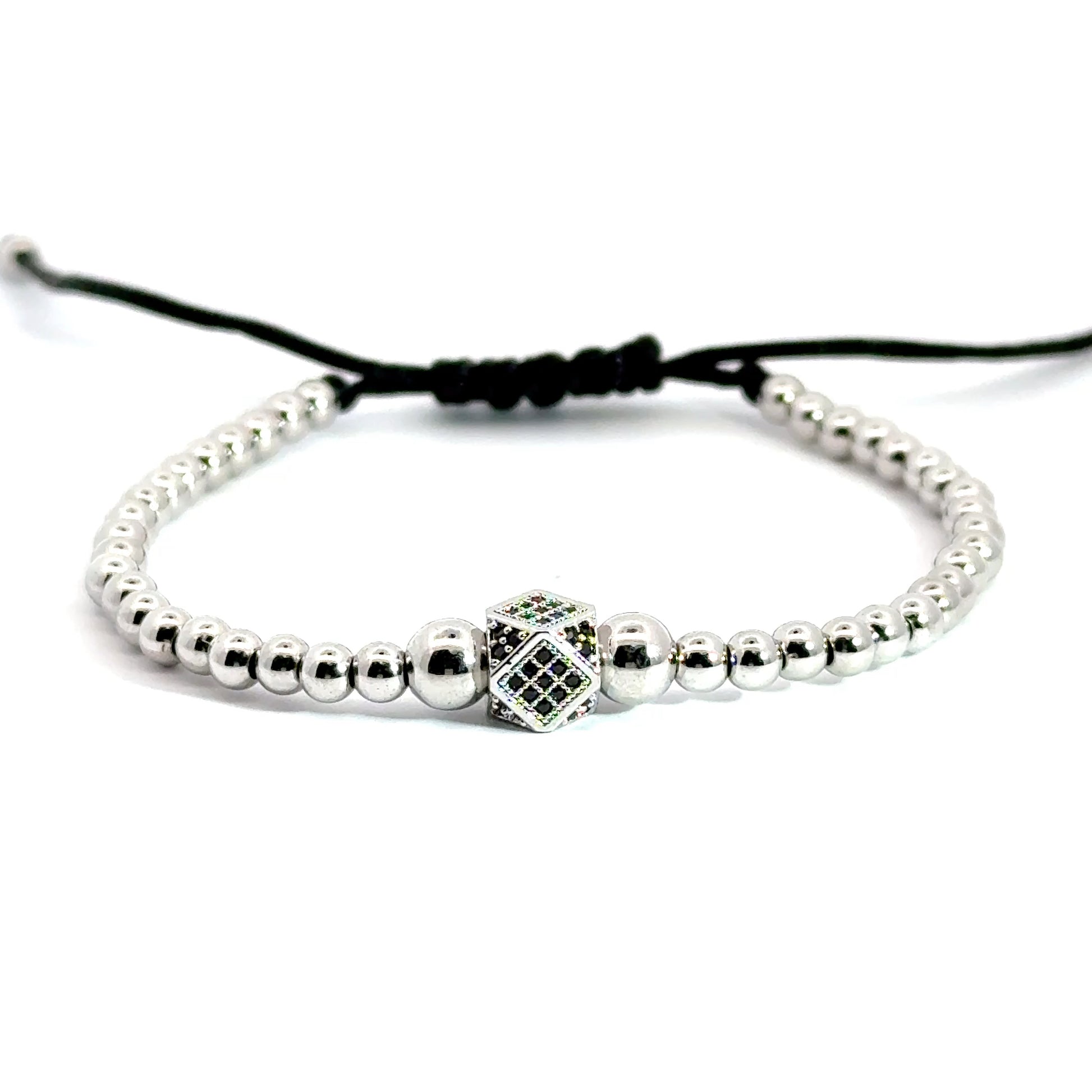 Bratara barbati din metal comun si accesoriu cu cristale zirconia