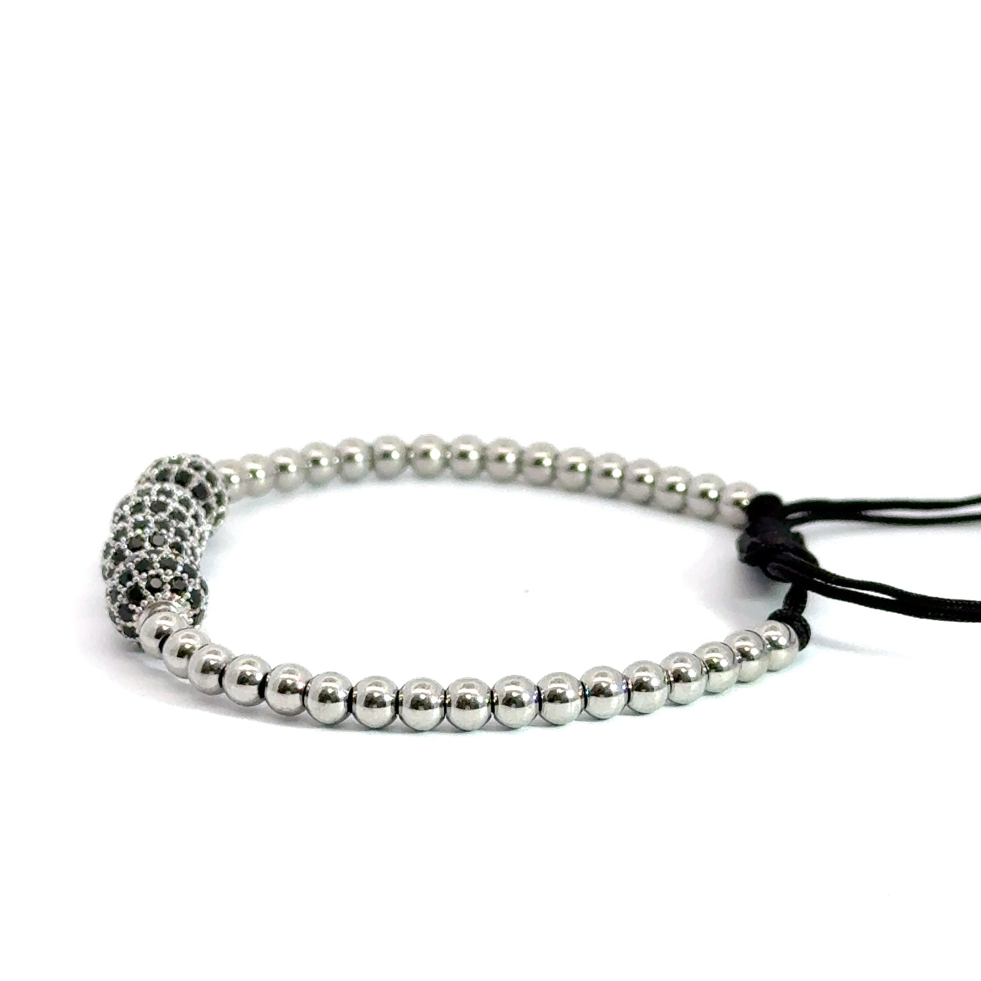 Bratara barbati din metal comun si bile cu cristale zirconia