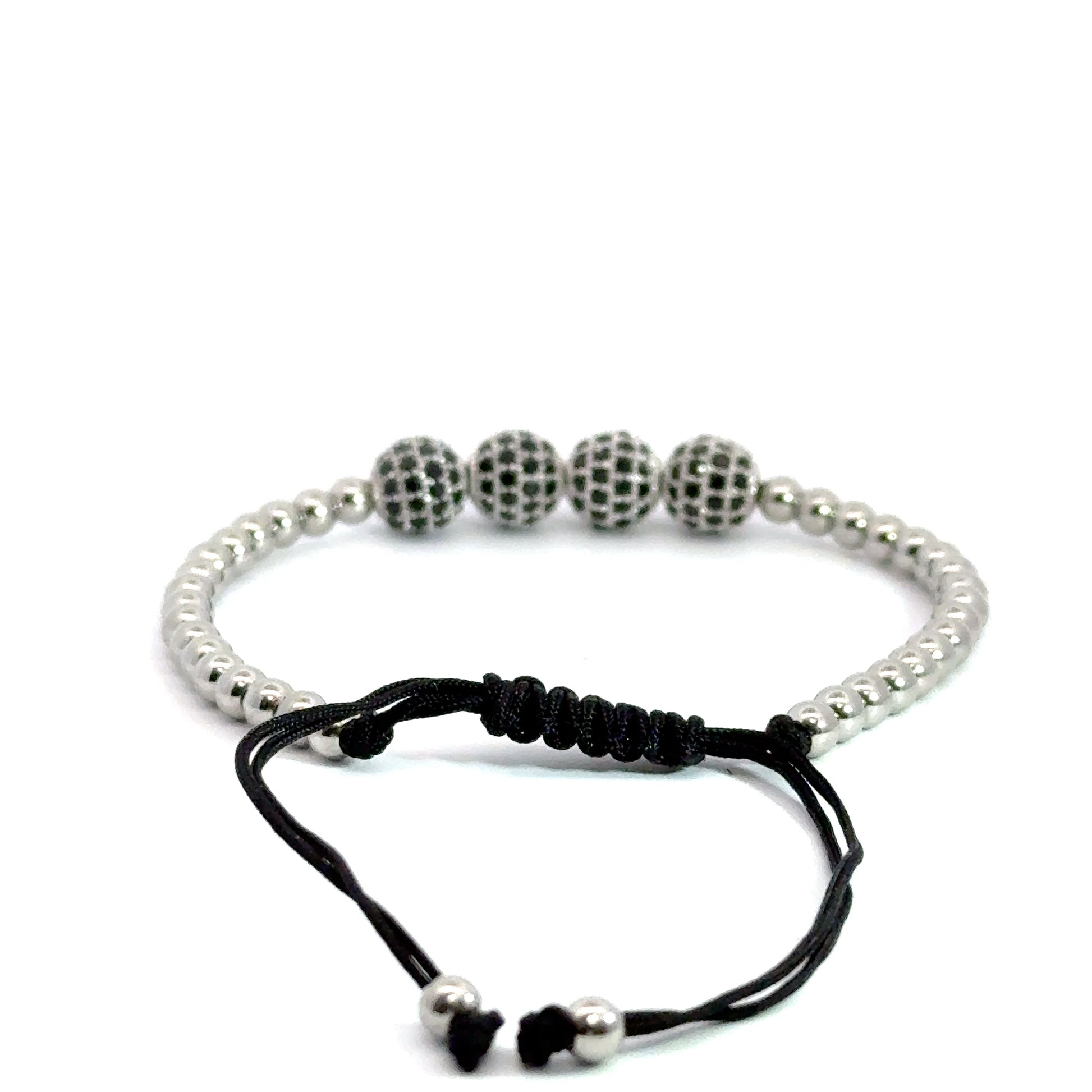 Bratara barbati din metal comun si bile cu cristale zirconia