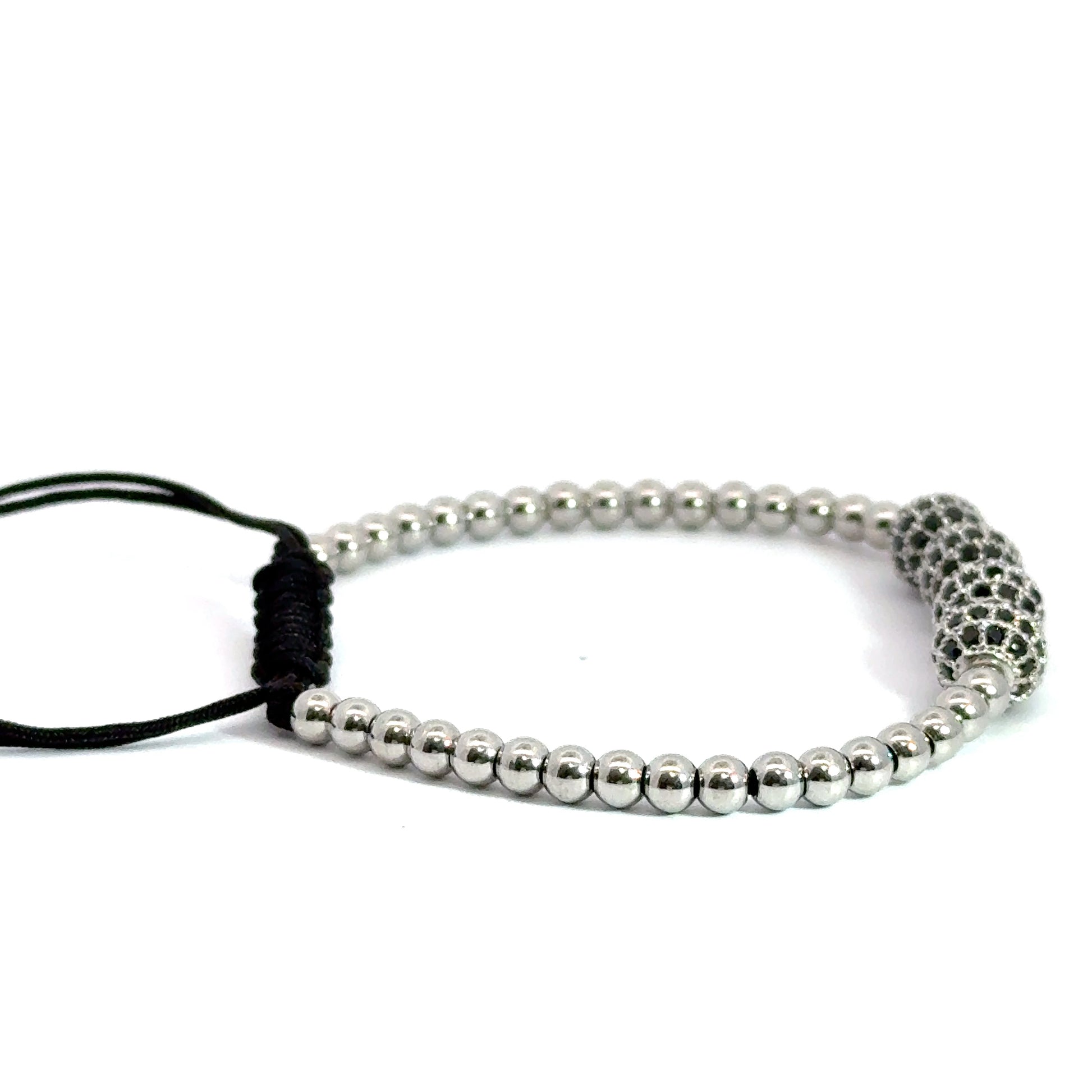 Bratara barbati din metal comun si bile cu cristale zirconia