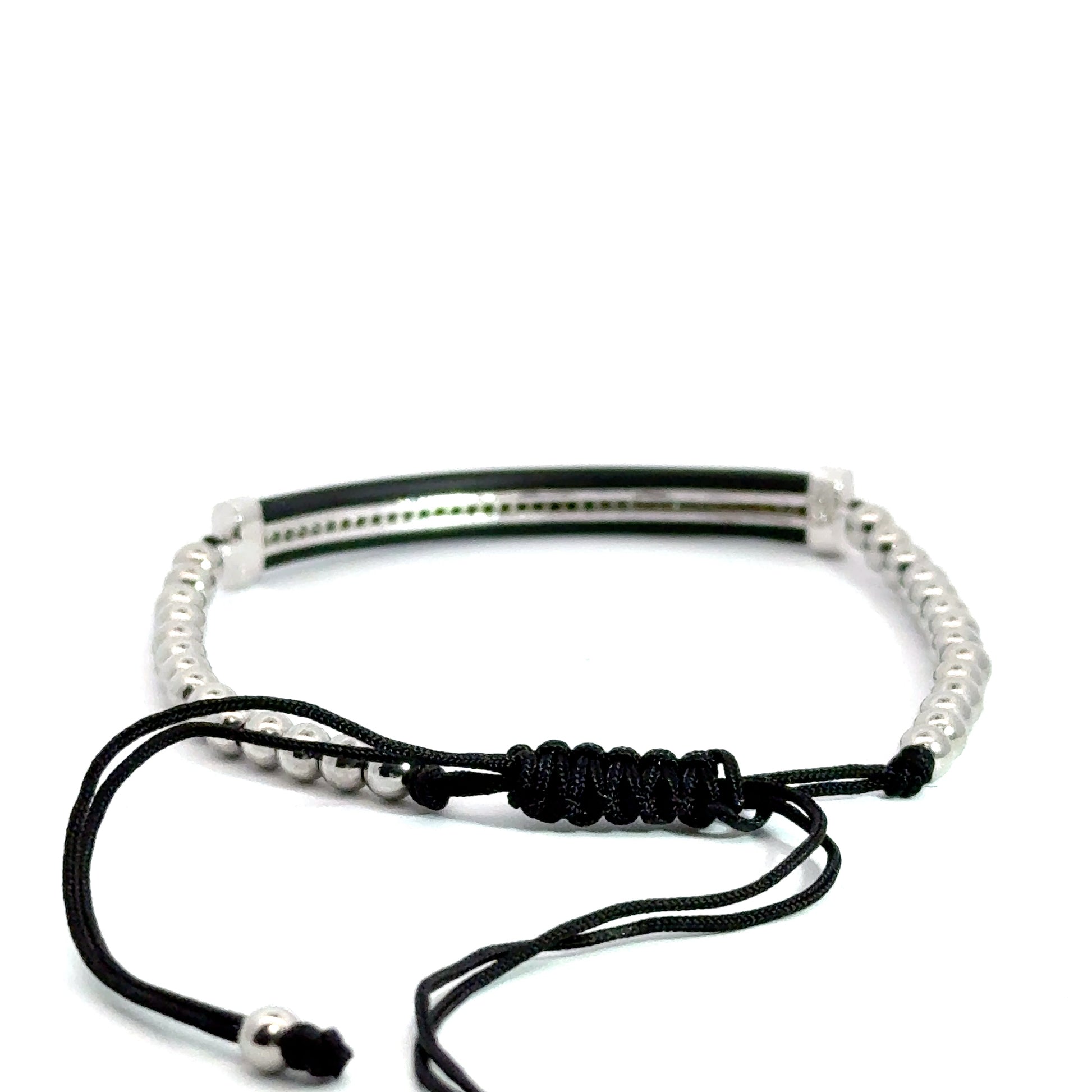 Bratara barbati cu accesoriu argintiu si cristale zirconia