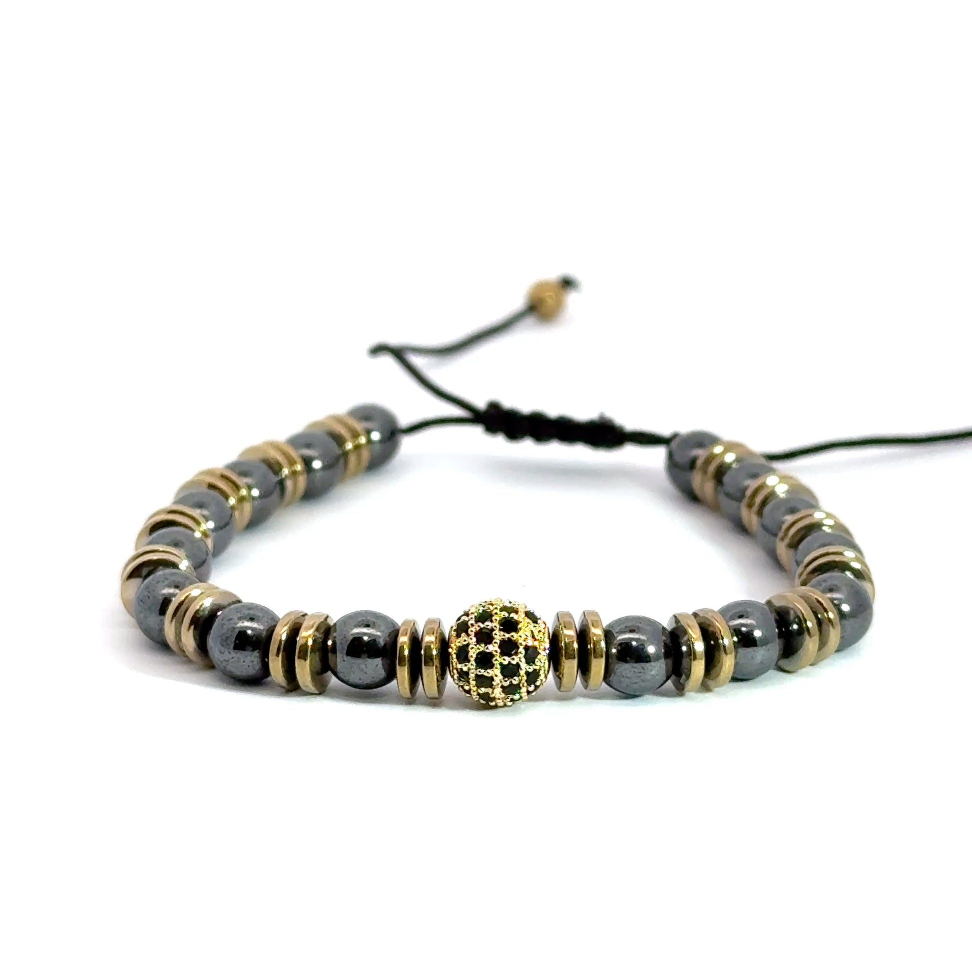 Bratara barbati din hematit si accesorii aurii BBB-72