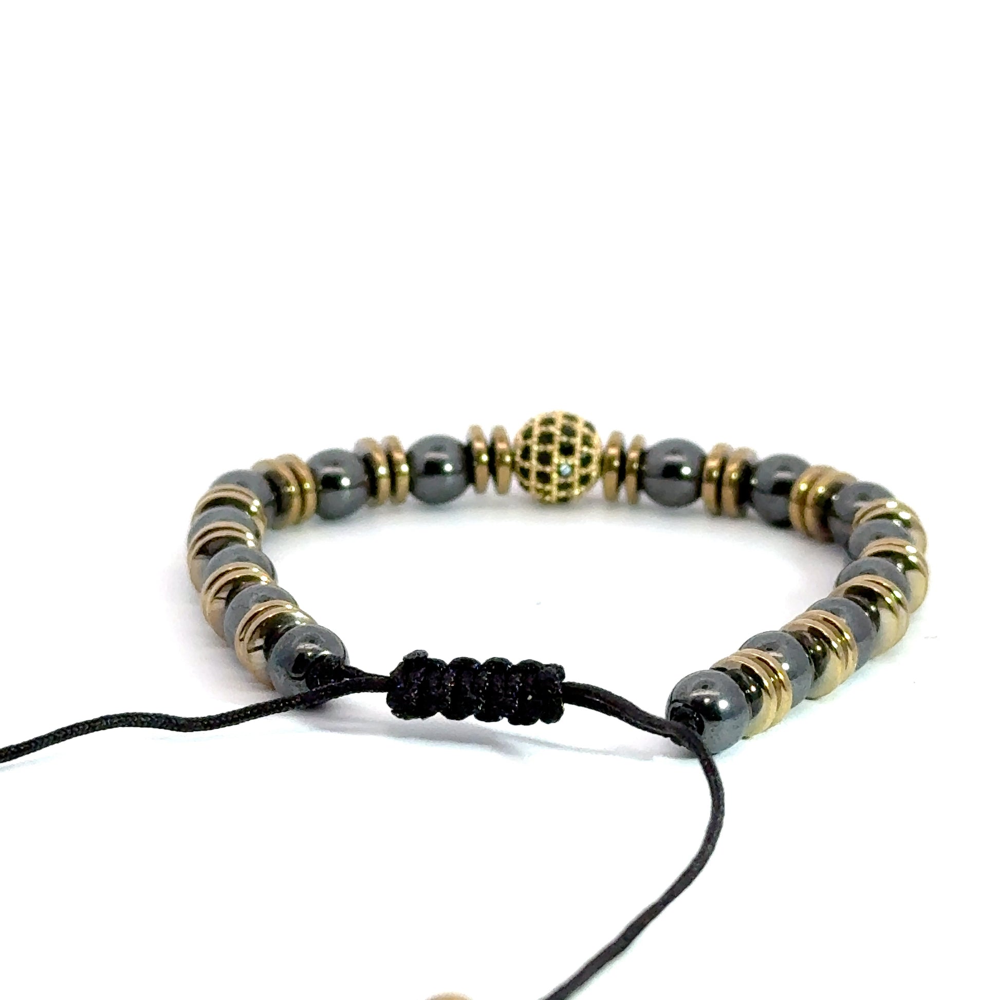 Bratara barbati din hematit si accesorii aurii BBB-72