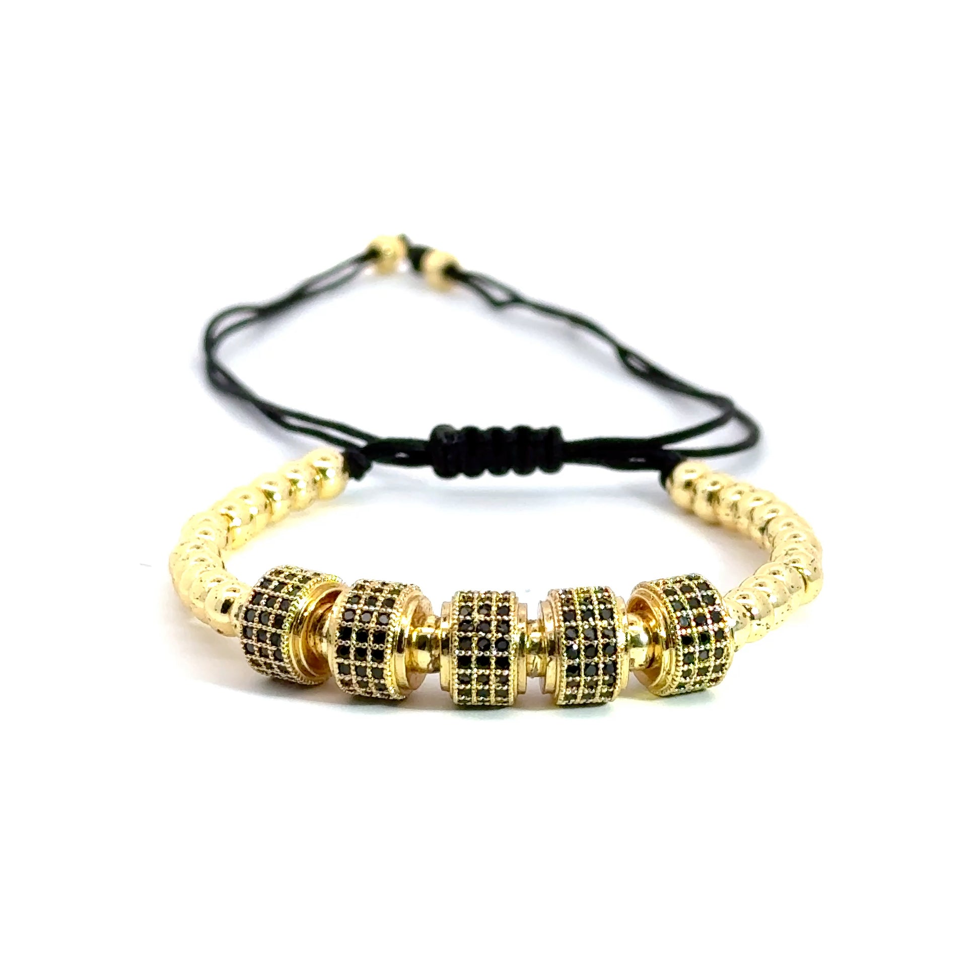 Bratara barbati din metal comun placat cu aur 18K și accesorii cu cristale zirconia