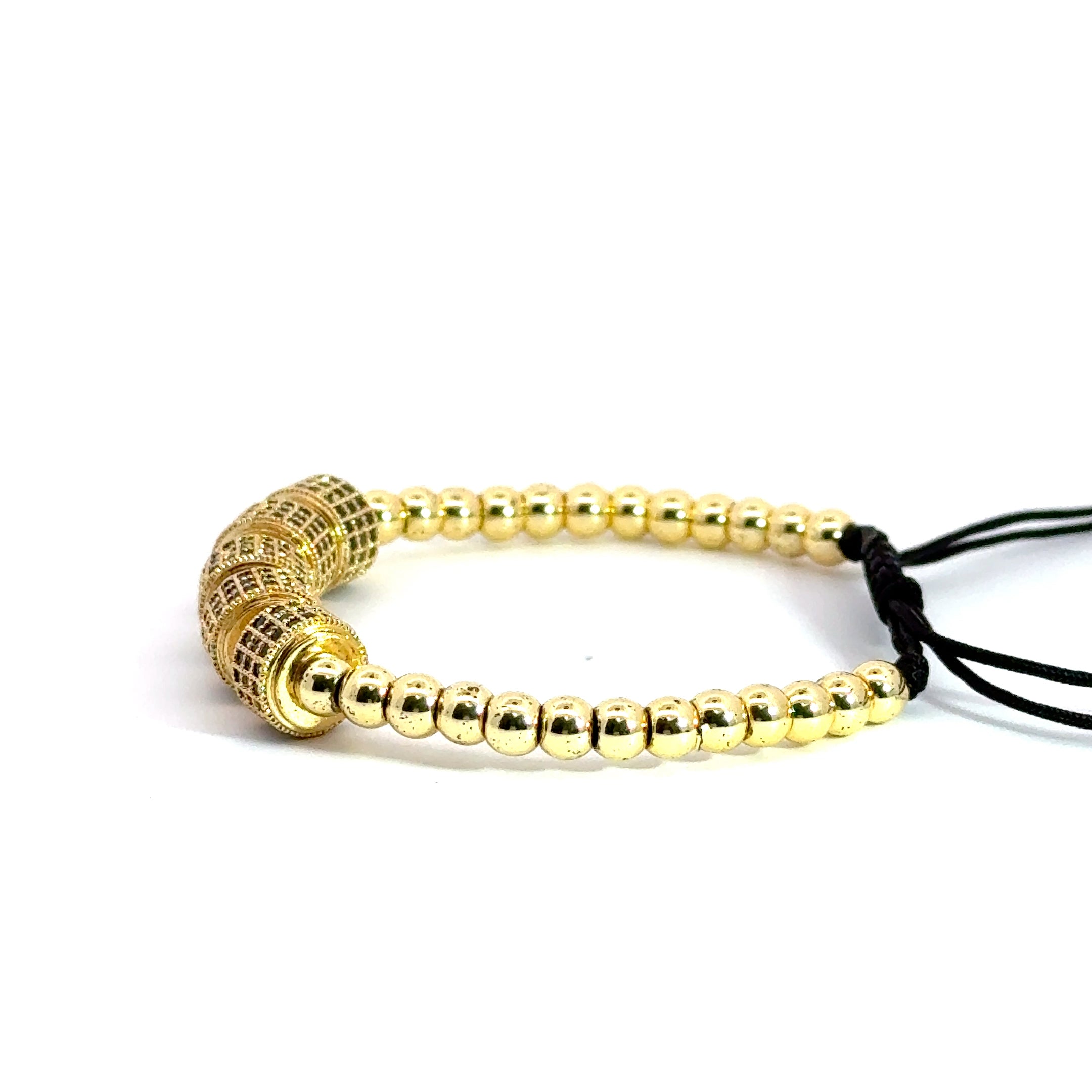 Bratara barbati din metal comun placat cu aur 18K și accesorii cu cristale zirconia