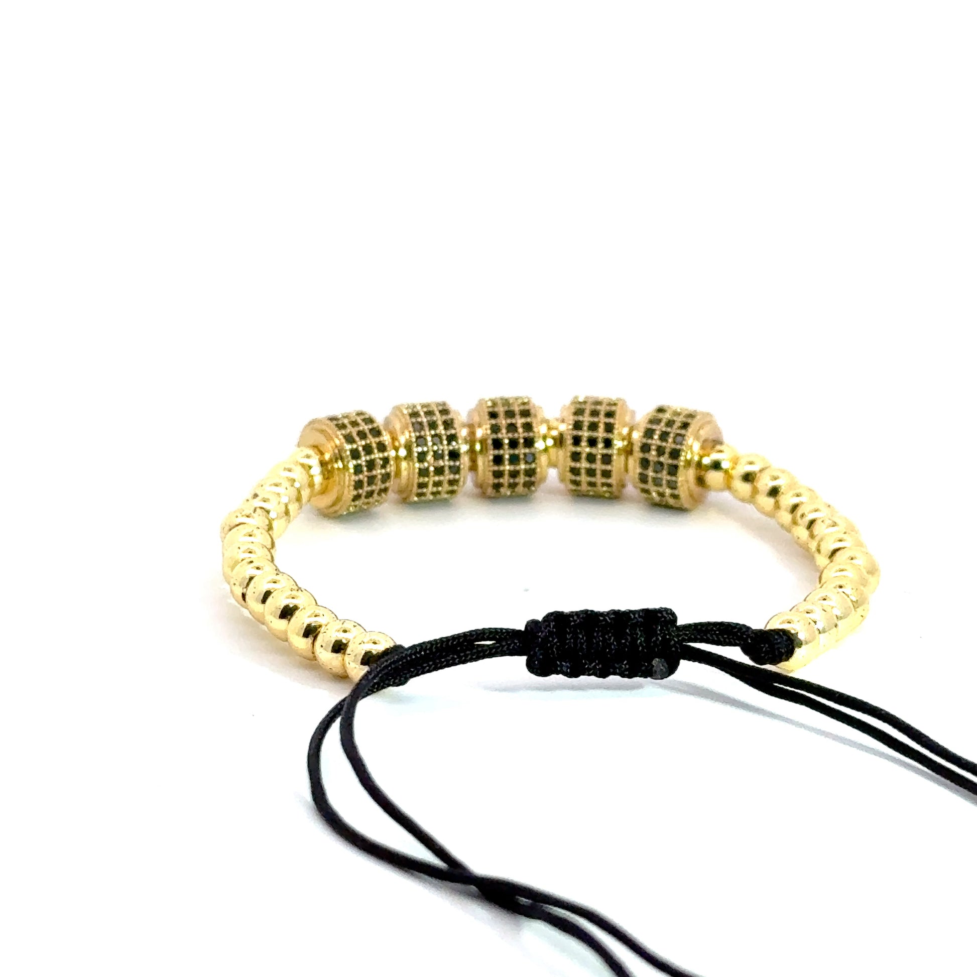 Bratara barbati din metal comun placat cu aur 18K și accesorii cu cristale zirconia