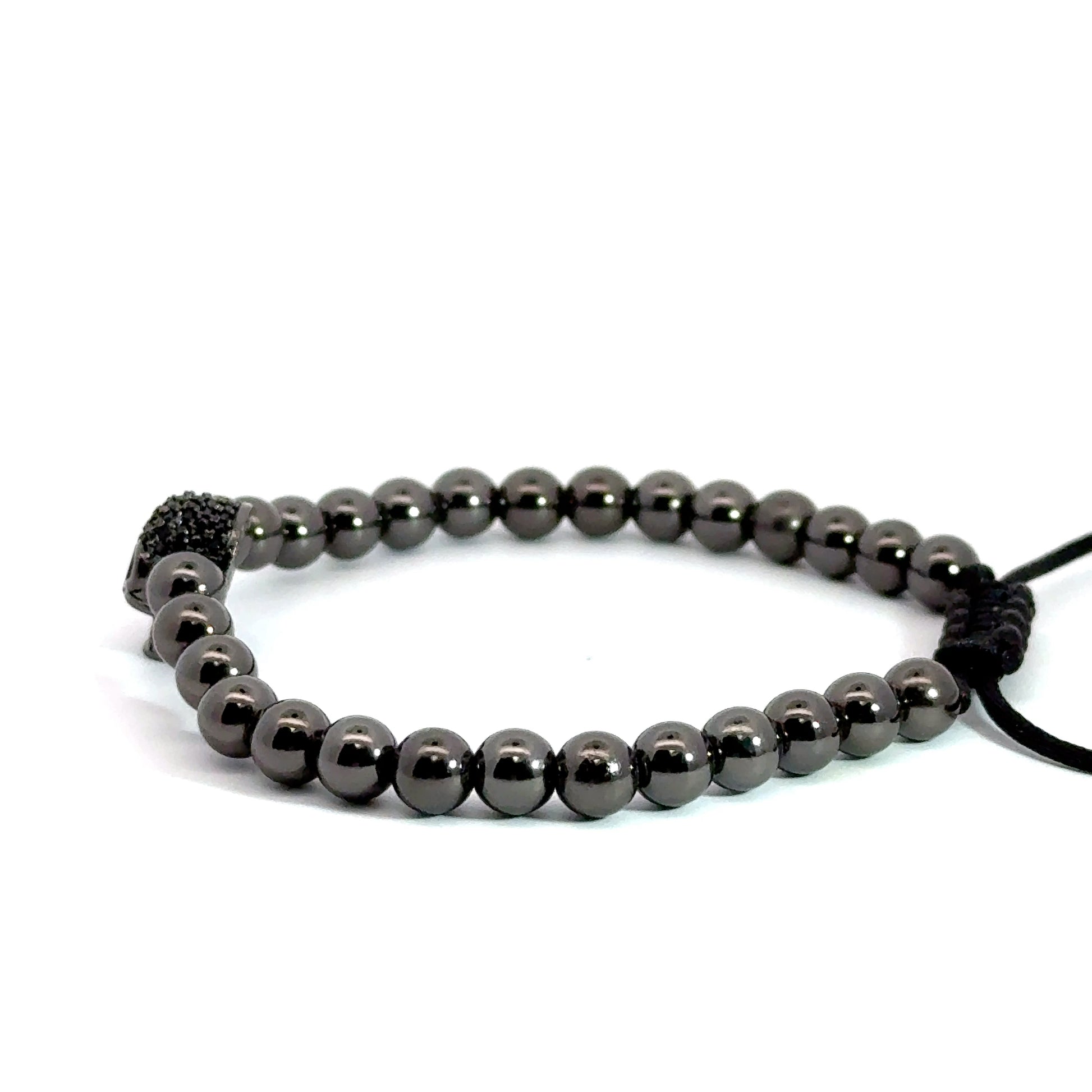 Bratara barbati din metal comun cu craniu negru si cristale zirconia