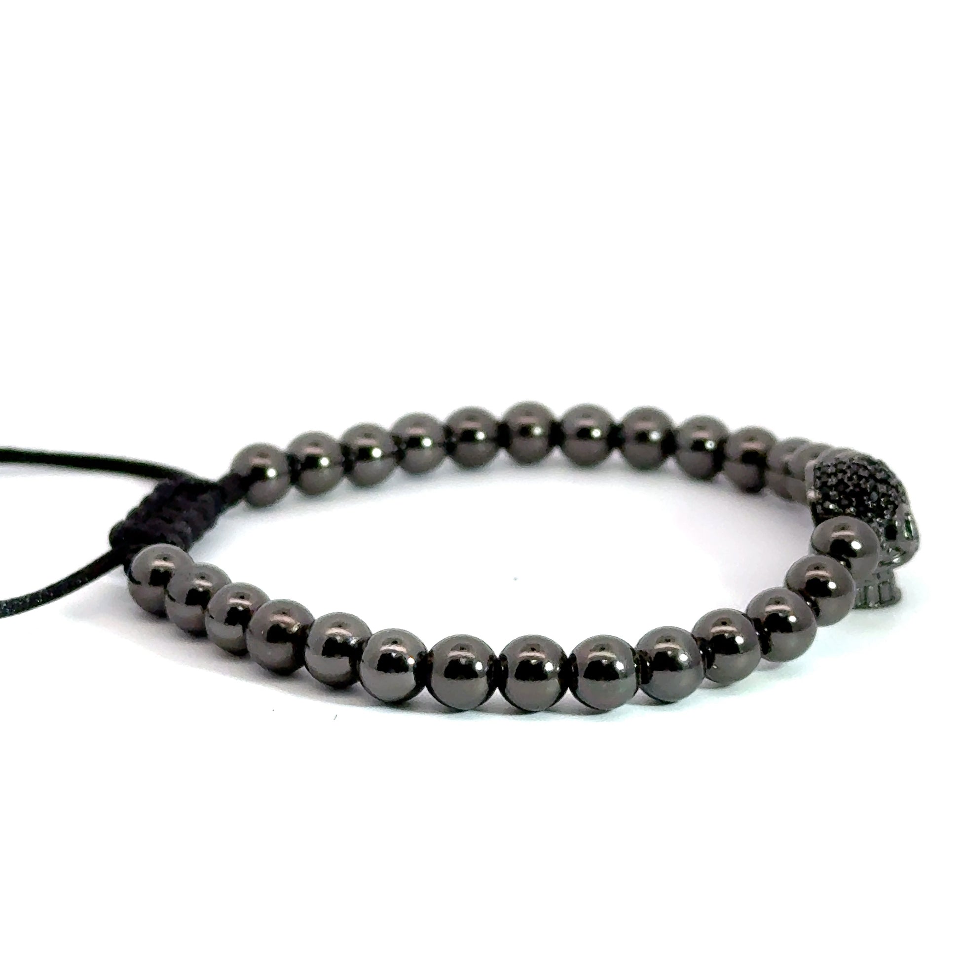 Bratara barbati din metal comun cu craniu negru si cristale zirconia