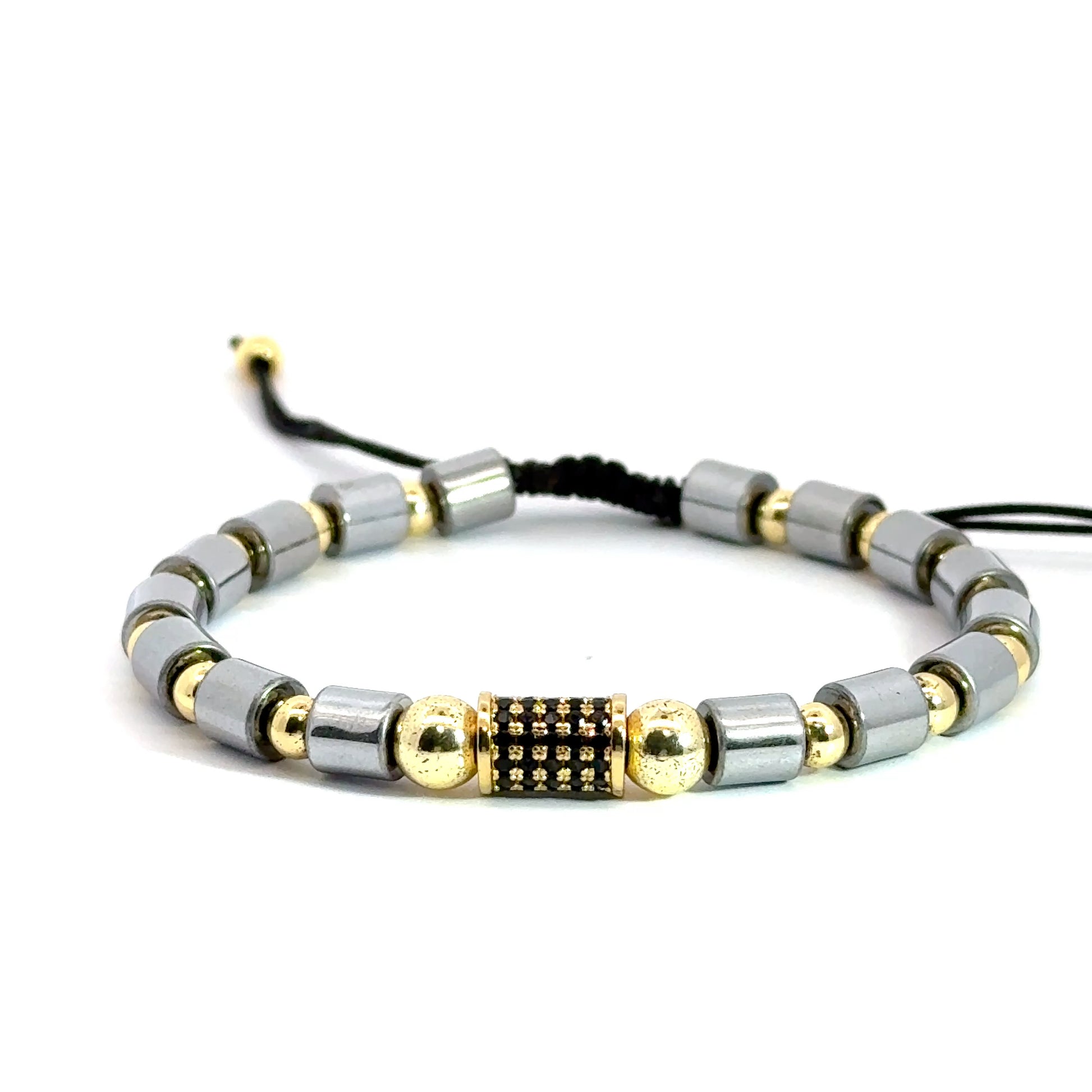 Bratara barbati din metal comun cu accesorii aurii BBB-208