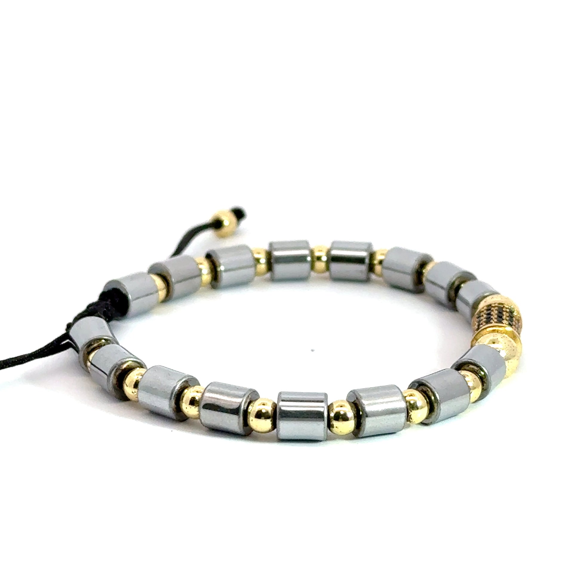 Bratara barbati din metal comun cu accesorii aurii BBB-208