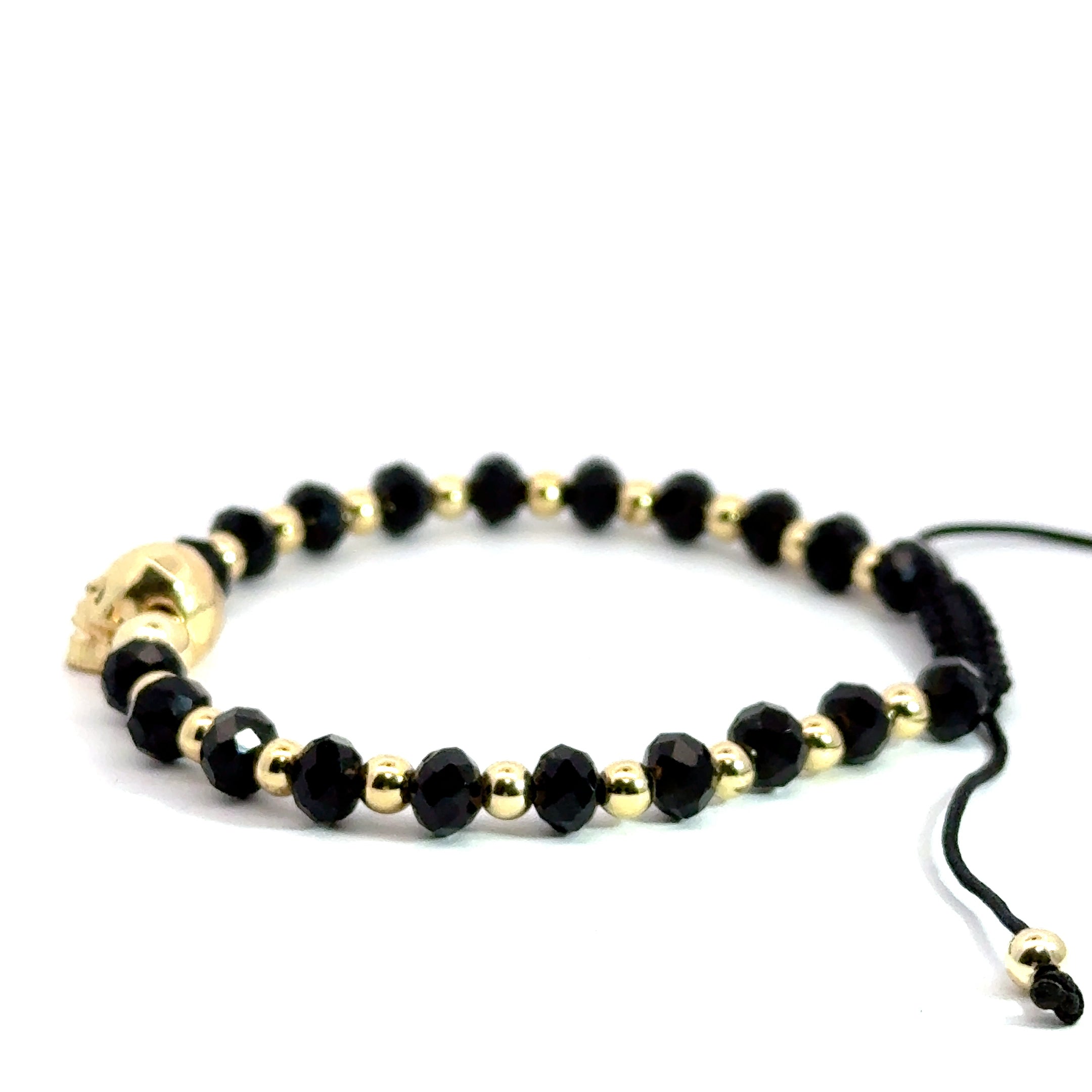 Bratara barbati din cristale negre cu charm craniu