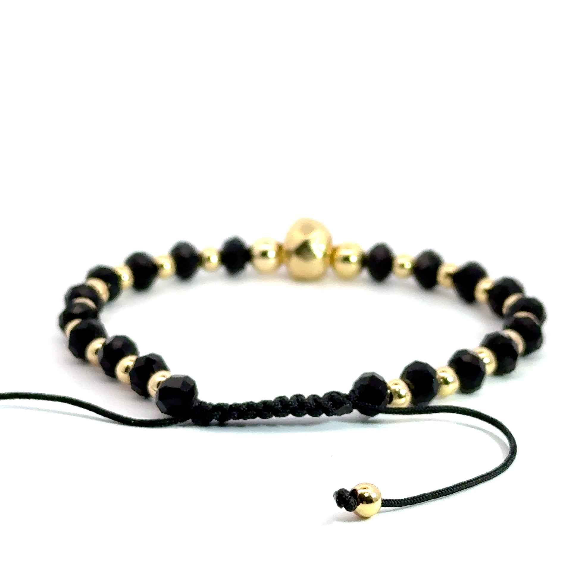 Bratara barbati din cristale negre cu charm craniu