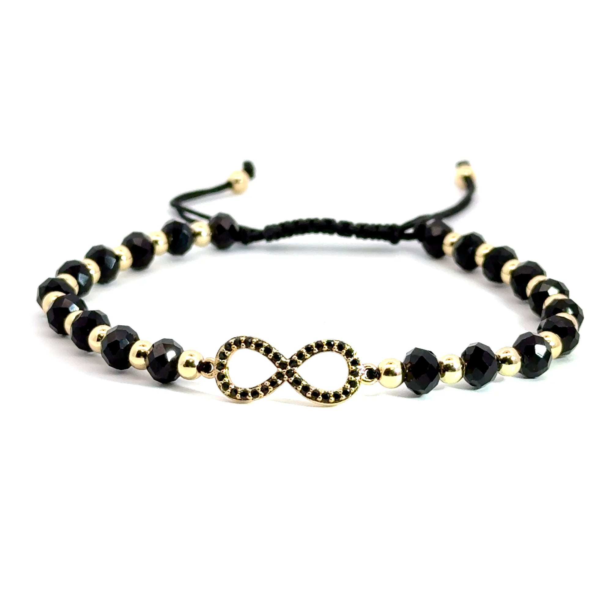 Bratara barbati cu cristale negre si accesoriu in forma de infinit BBB-254