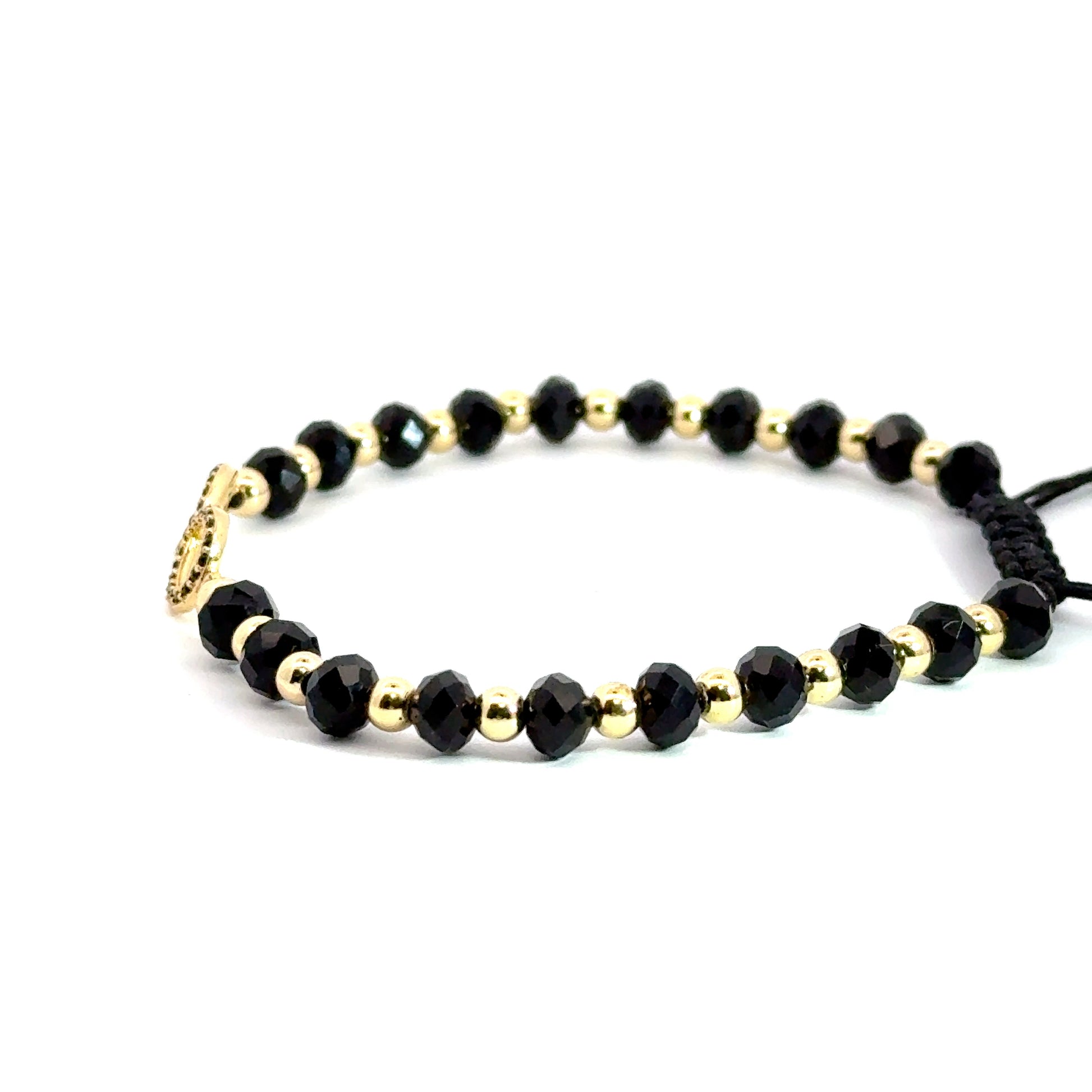 Bratara barbati cu cristale negre si accesoriu in forma de infinit BBB-254