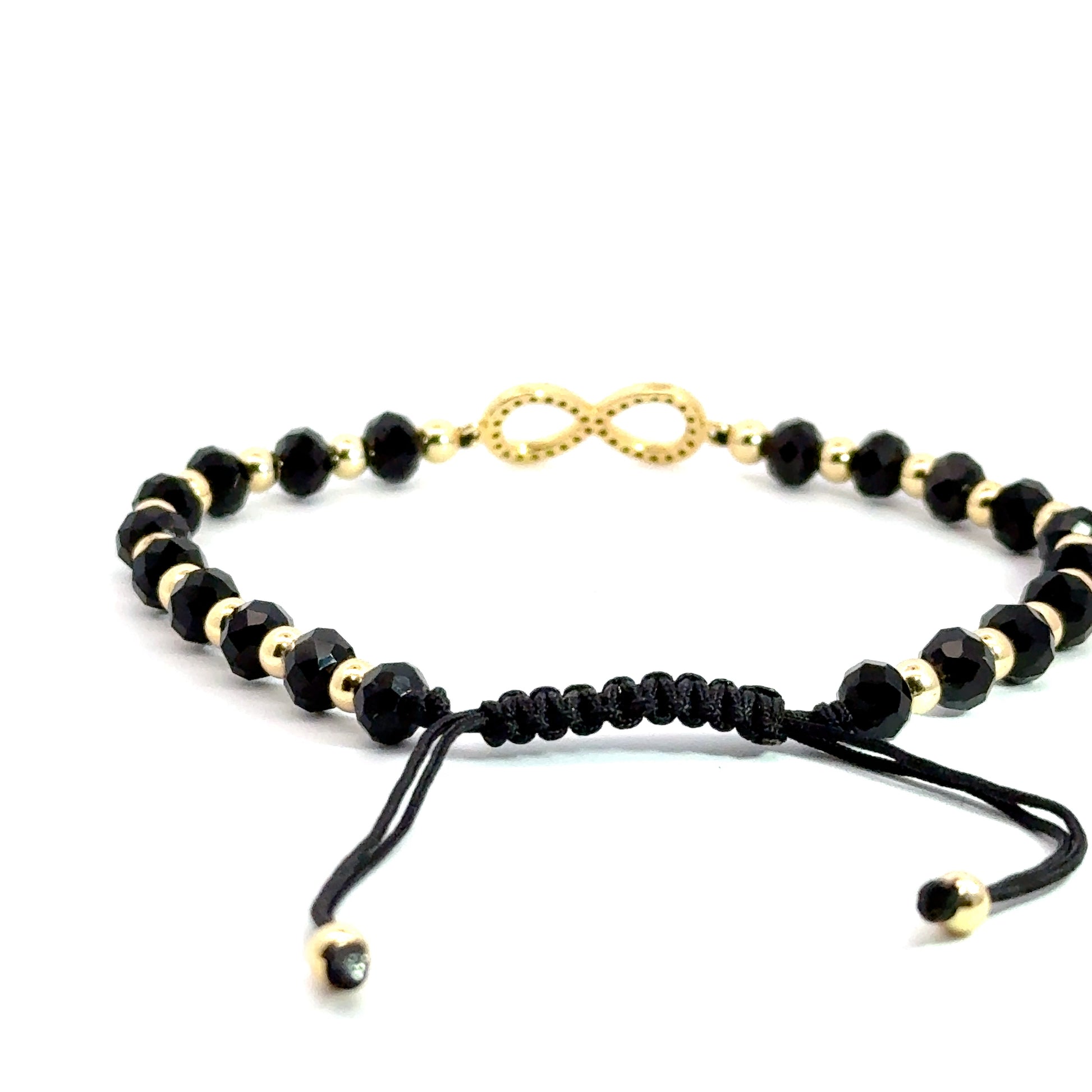 Bratara barbati cu cristale negre si accesoriu in forma de infinit BBB-254