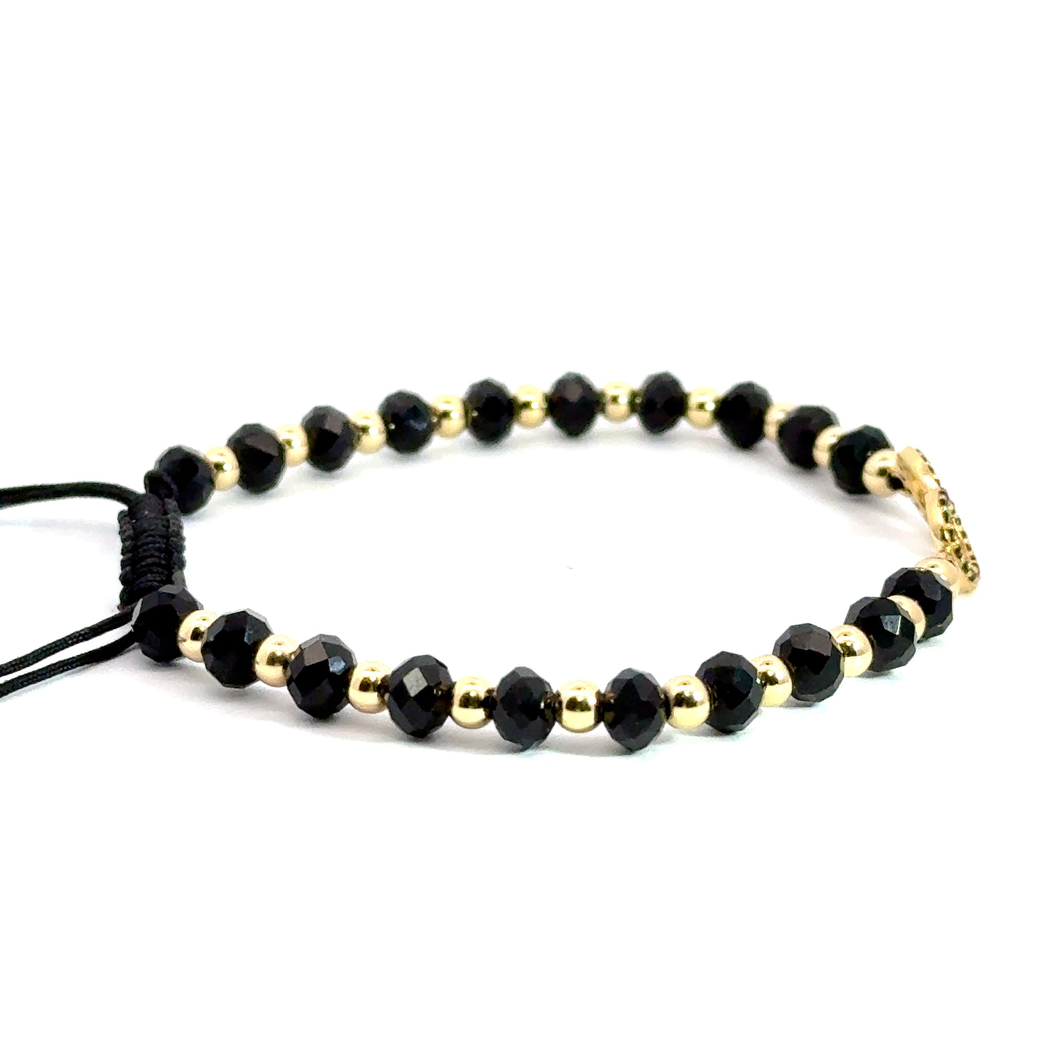 Bratara barbati cu cristale negre si accesoriu in forma de infinit BBB-254