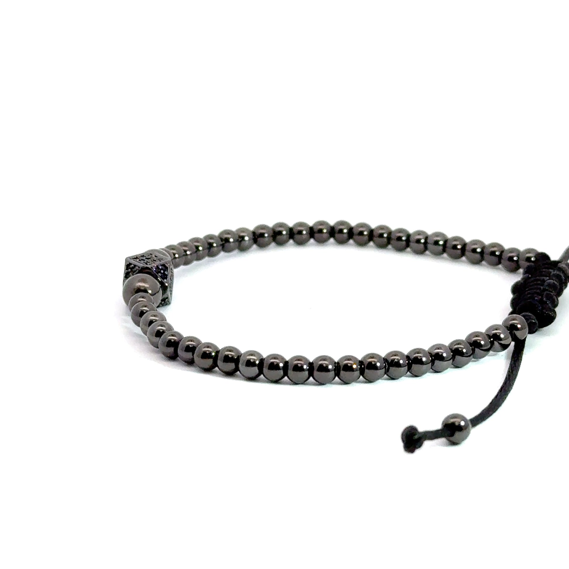 Bratara barbati elastica cu bile din hematit