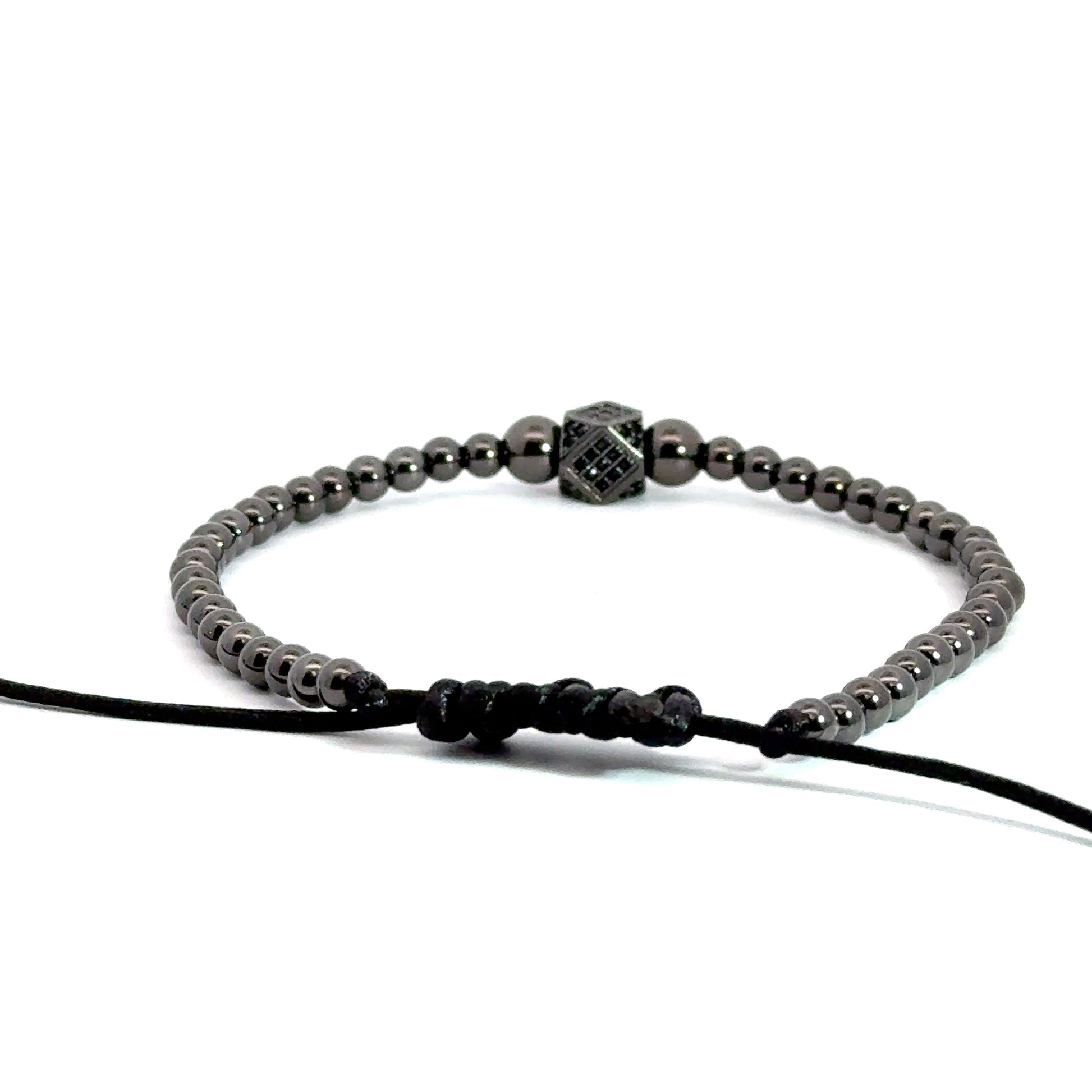 Bratara barbati elastica cu bile din hematit