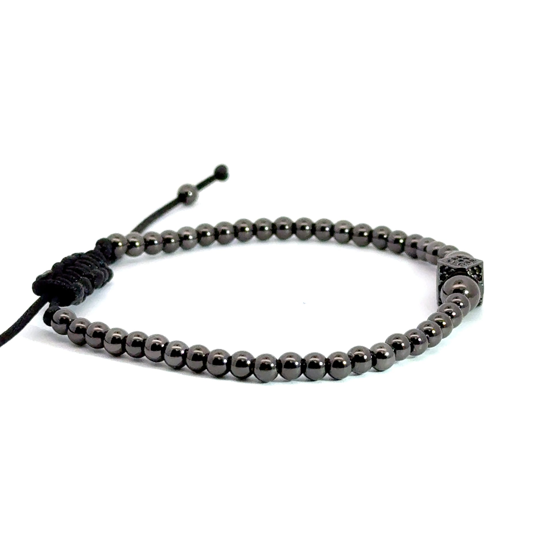 Bratara barbati elastica cu bile din hematit