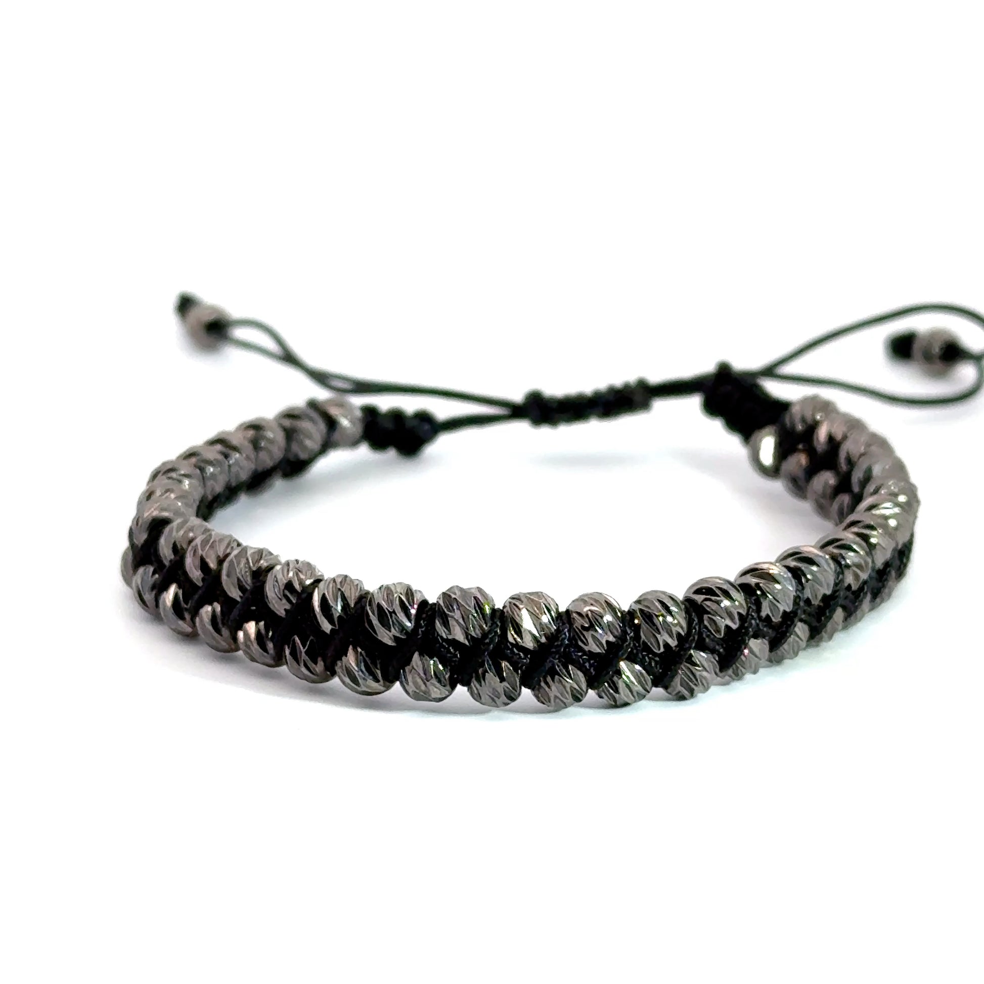 Bratara barbati model impletit cu bile din hematit