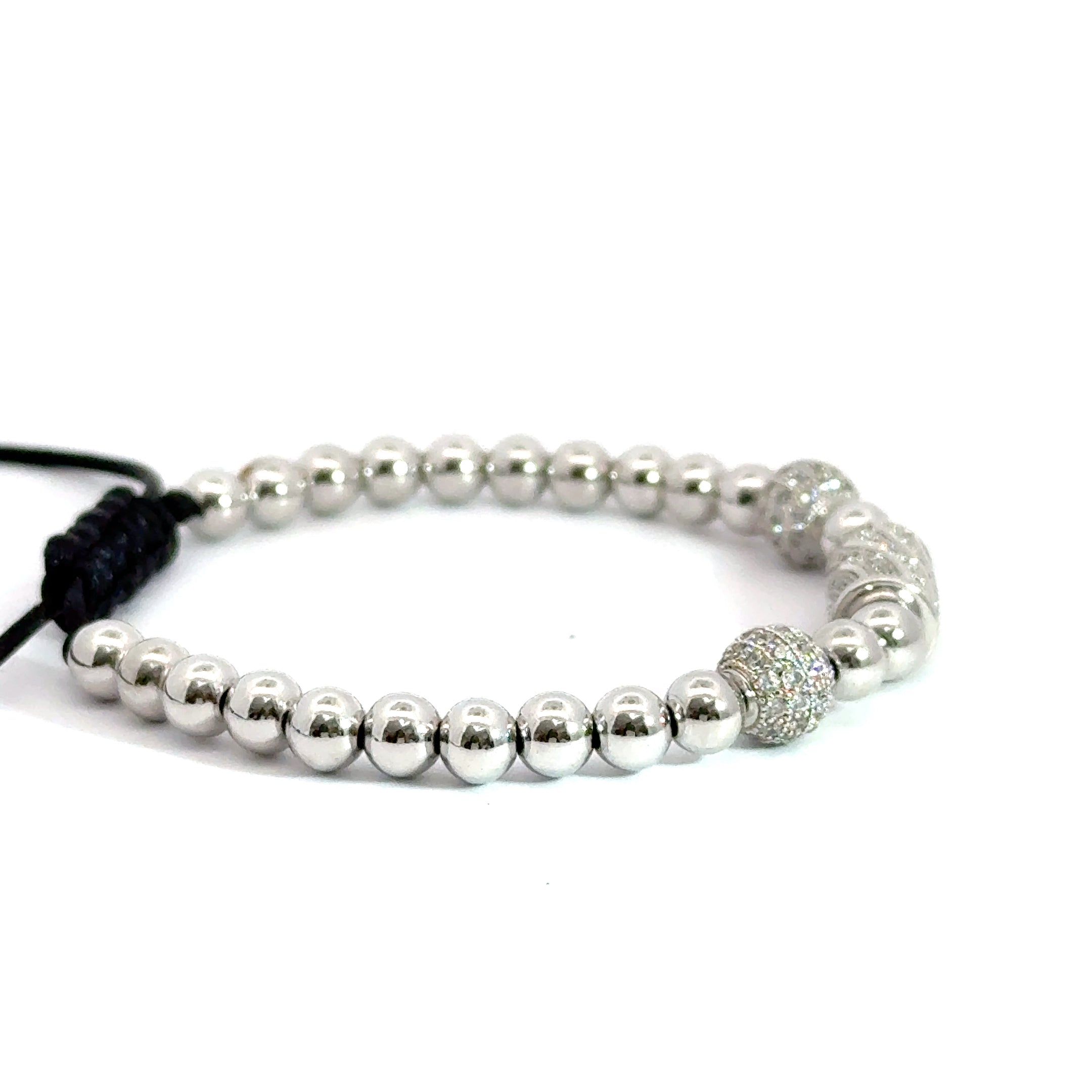 Bratara barbati argintie Shamballa Ball & Tube Cubic Zirconia