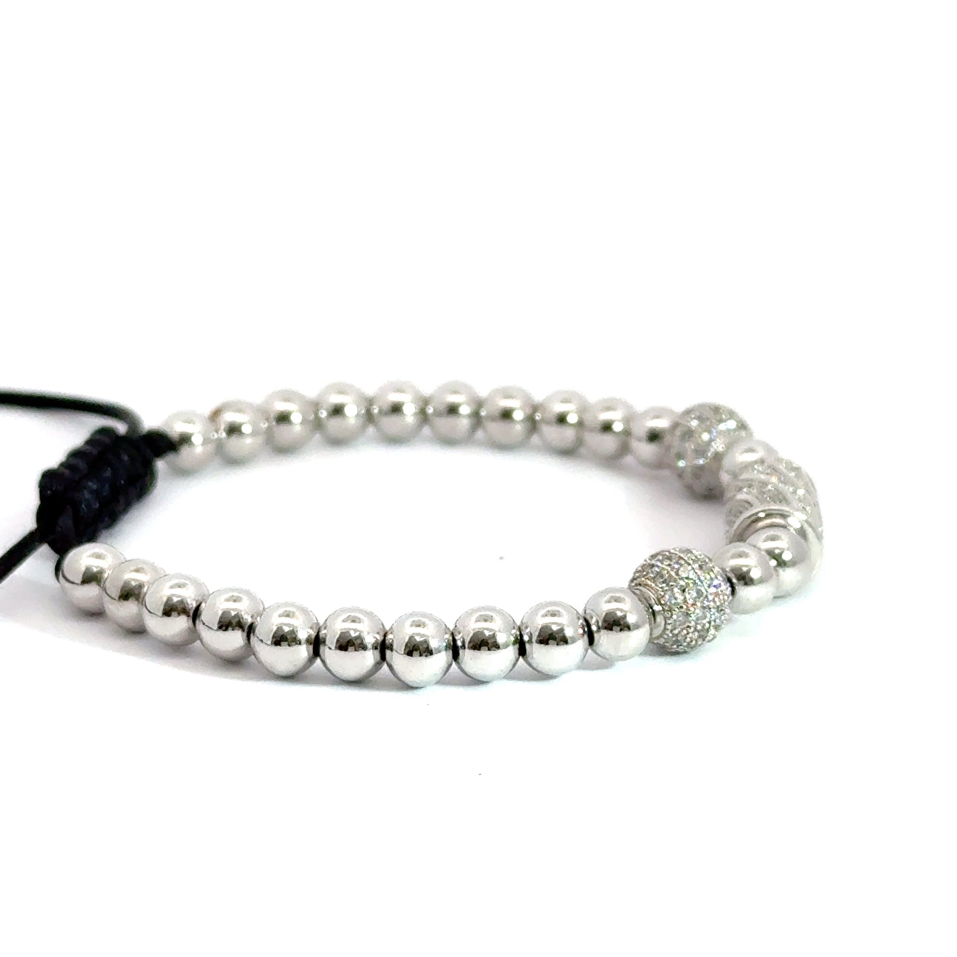 Bratara barbati argintie Shamballa Ball & Tube Cubic Zirconia