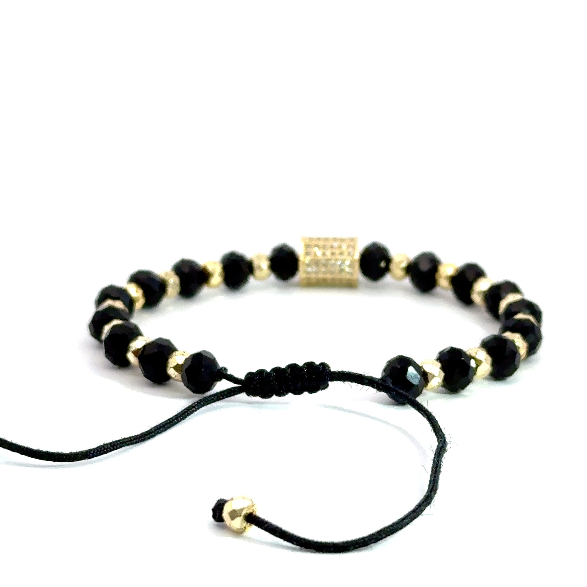 Bratara barbati cu cristale negre si accesorii aurii BBB-246