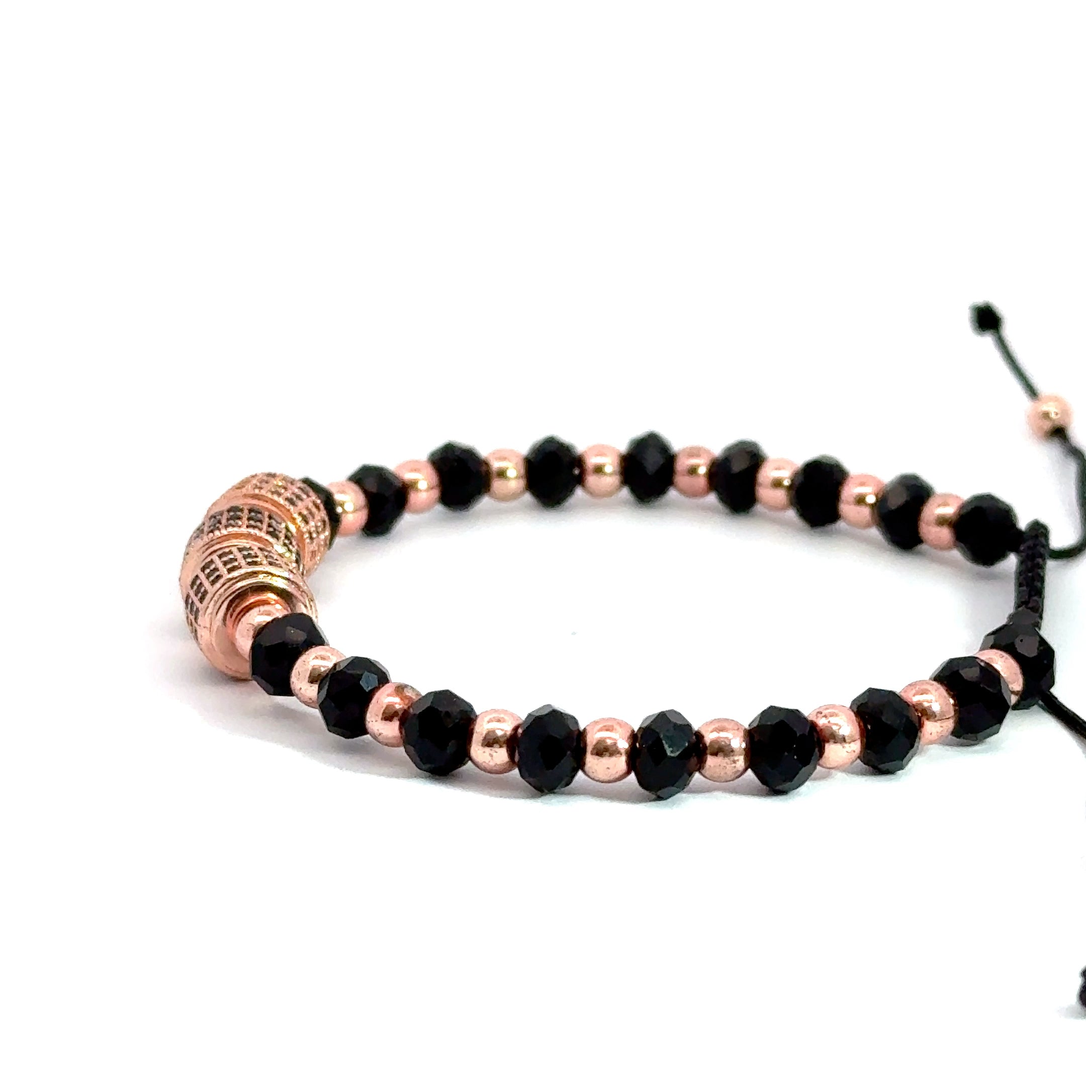 Bratara barbati din cristale negre si accesorii cu cristale zirconia BBB-250