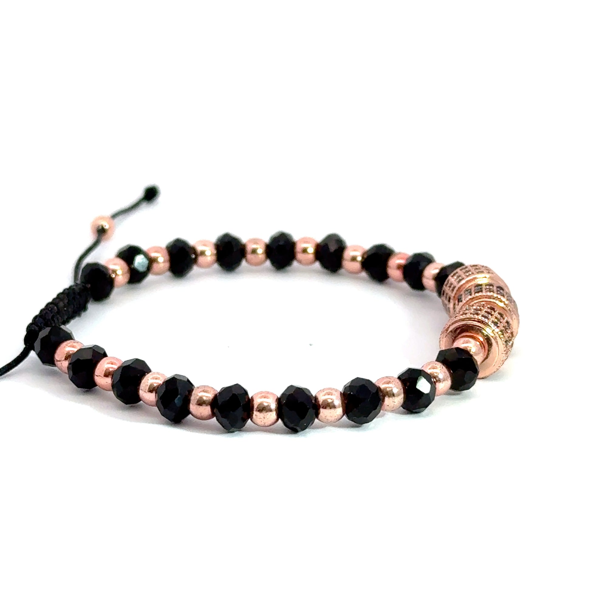 Bratara barbati din cristale negre si accesorii cu cristale zirconia BBB-250