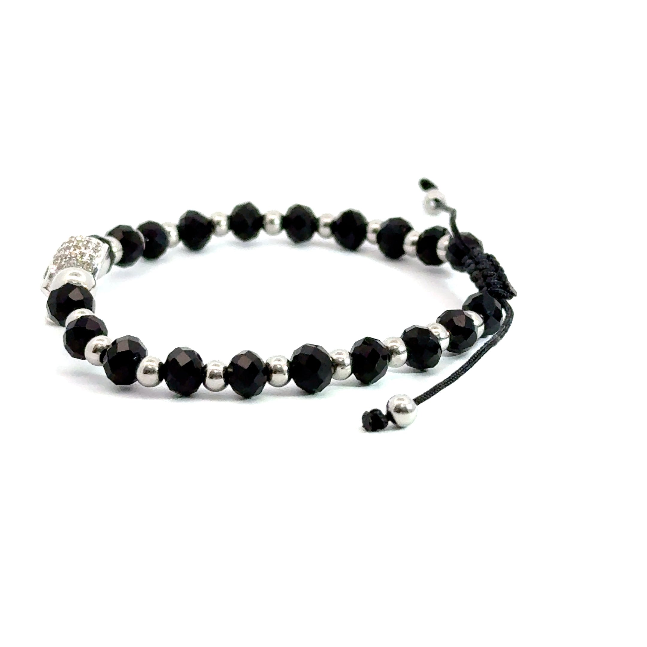 Bratara barbati din cristale negre si accesoriu craniu cu cristale zirconia