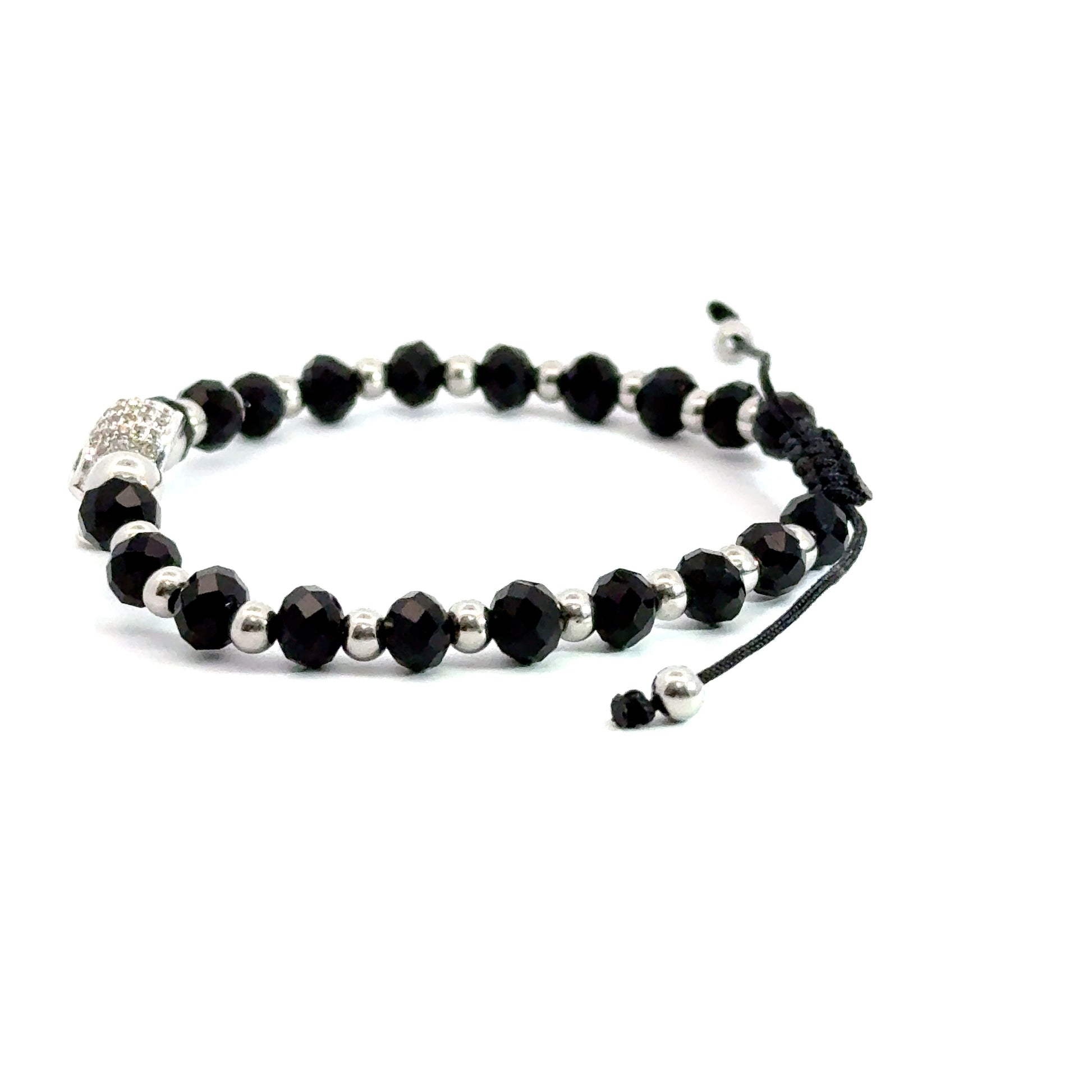 Bratara barbati din cristale negre si accesoriu craniu cu cristale zirconia