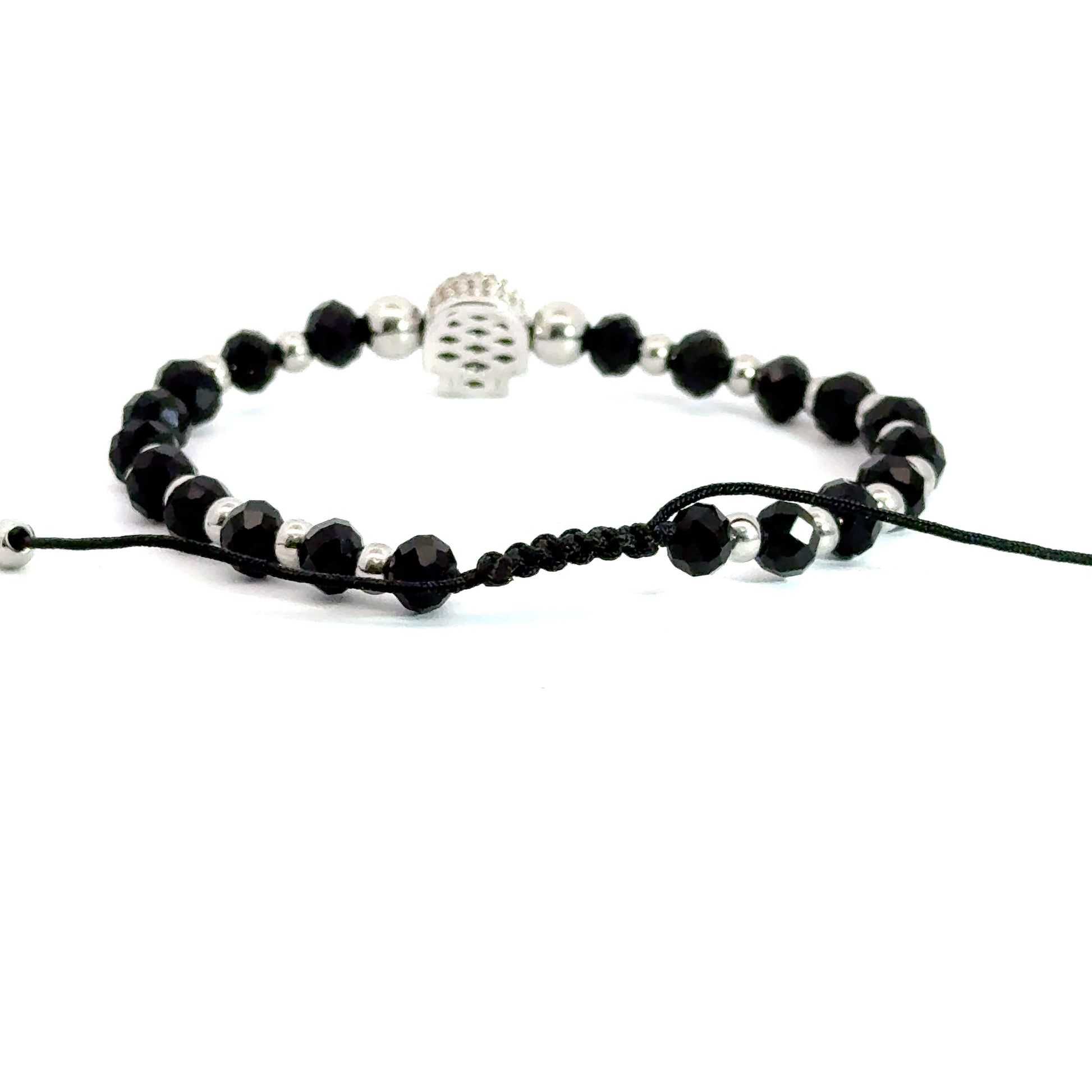 Bratara barbati din cristale negre si accesoriu craniu cu cristale zirconia