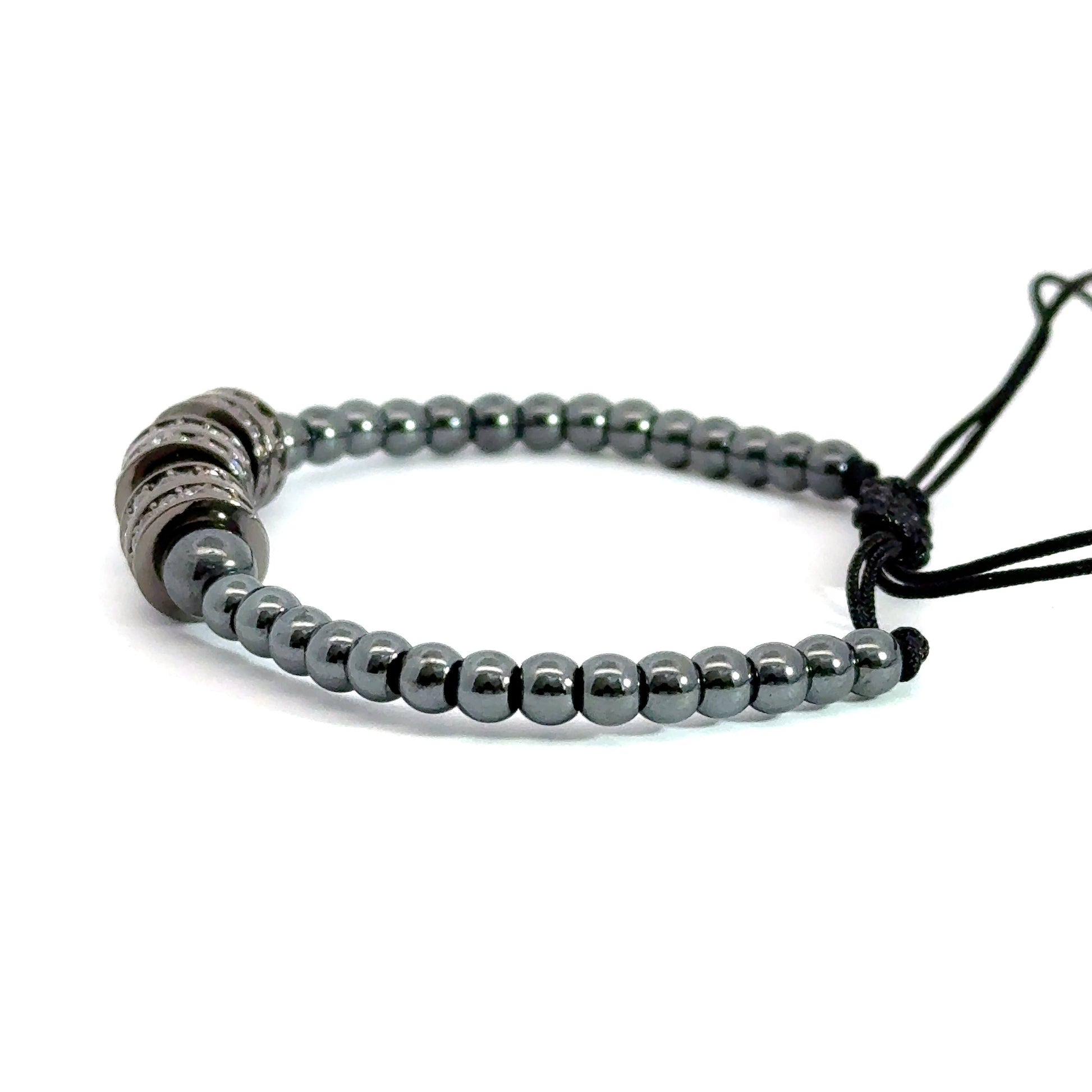 Bratara barbati din hematit si cristale zirconia