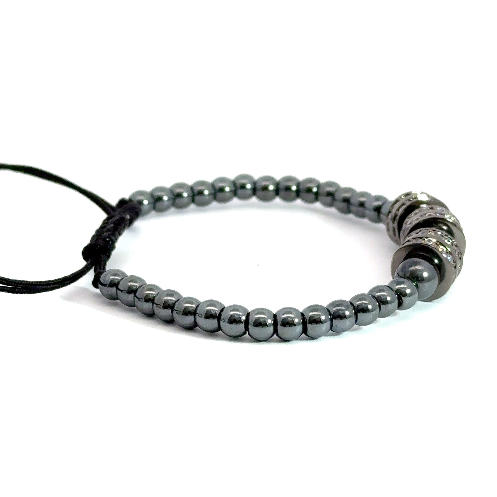 Bratara barbati din hematit si cristale zirconia