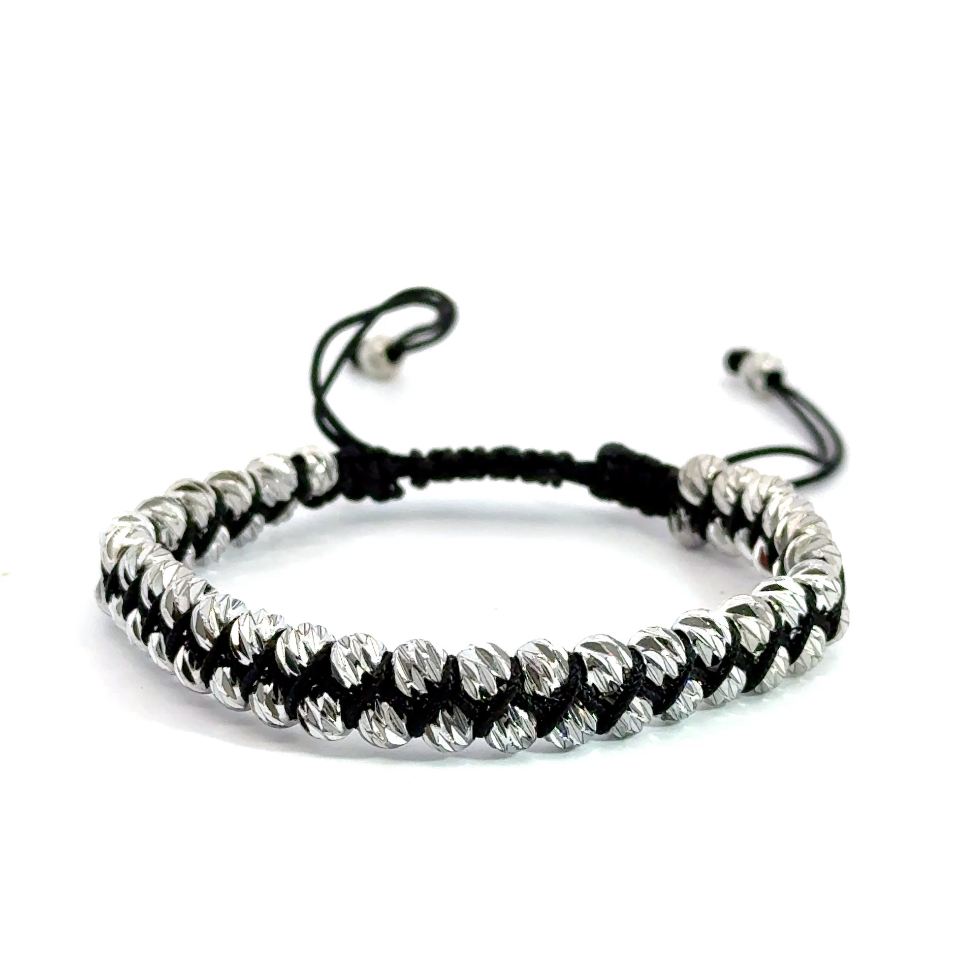 Brățara bărbați model împletit cu bile din metal comun