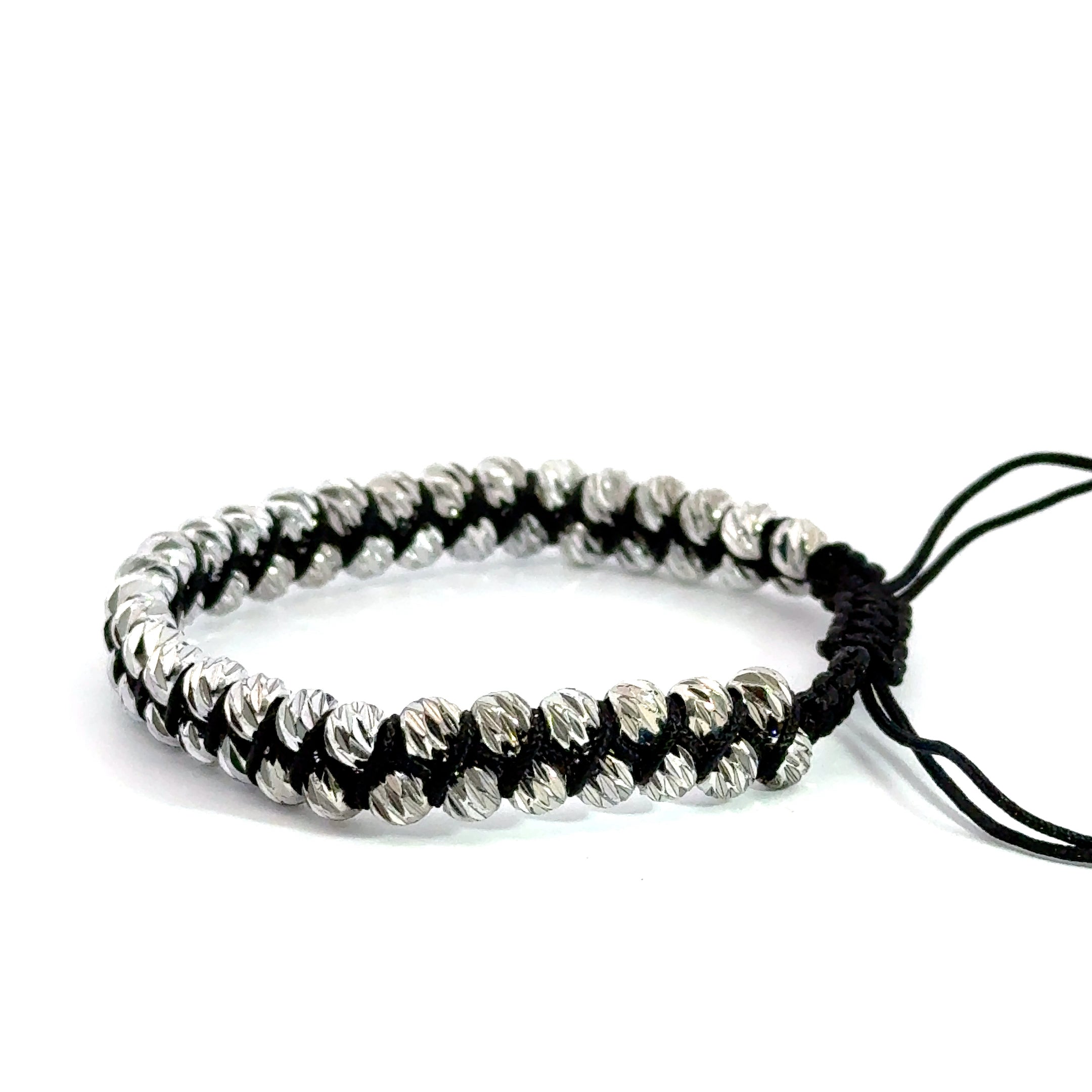 Brățara bărbați model împletit cu bile din metal comun