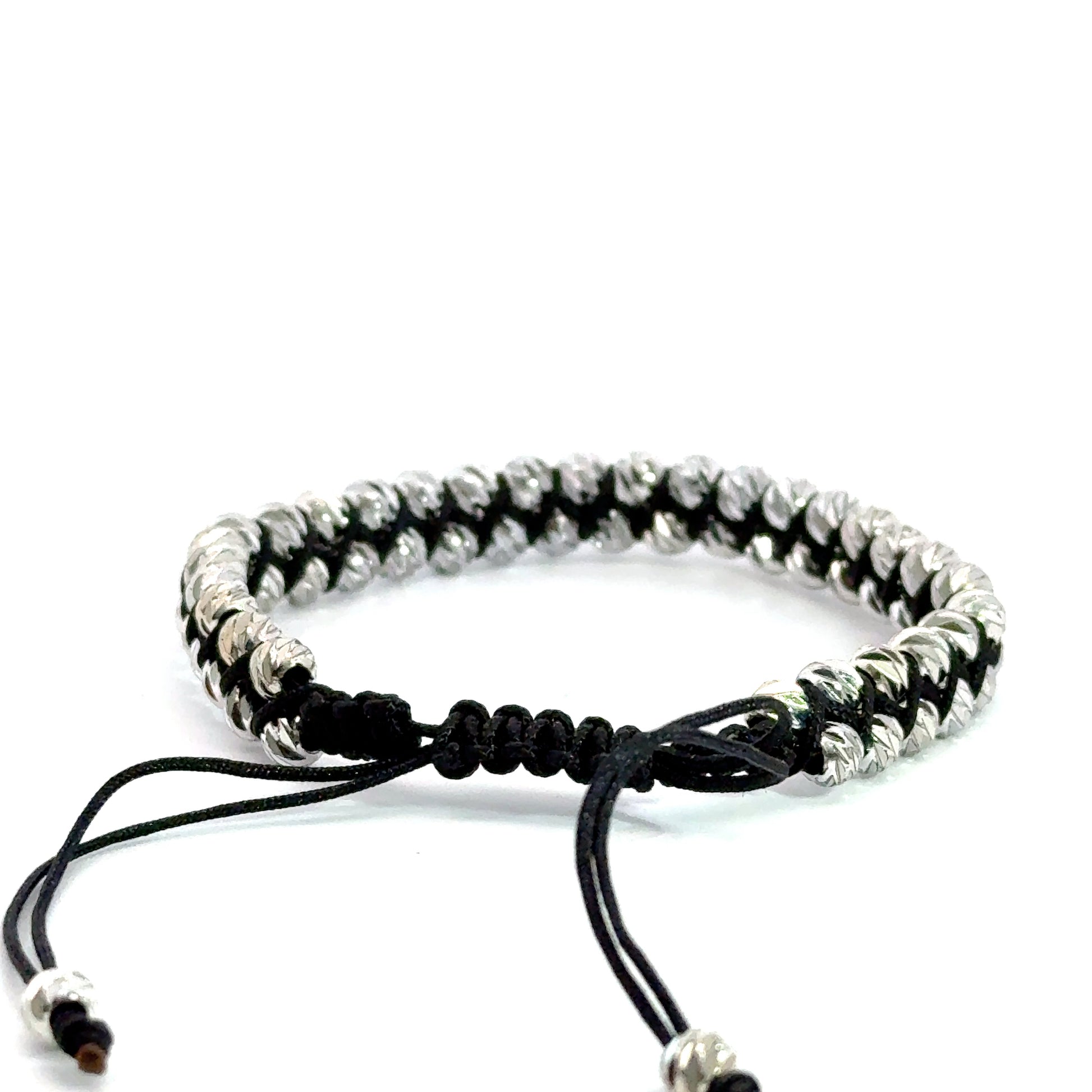 Brățara bărbați model împletit cu bile din metal comun