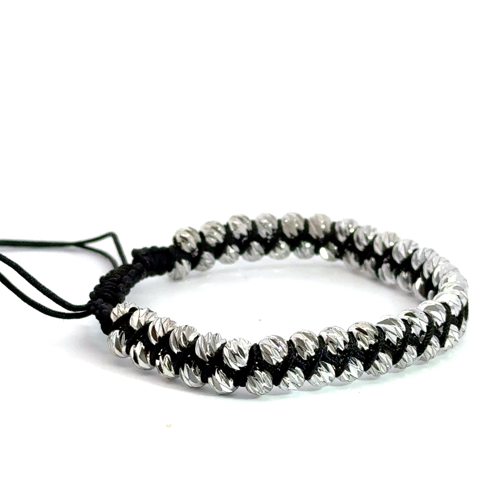 Brățara bărbați model împletit cu bile din metal comun