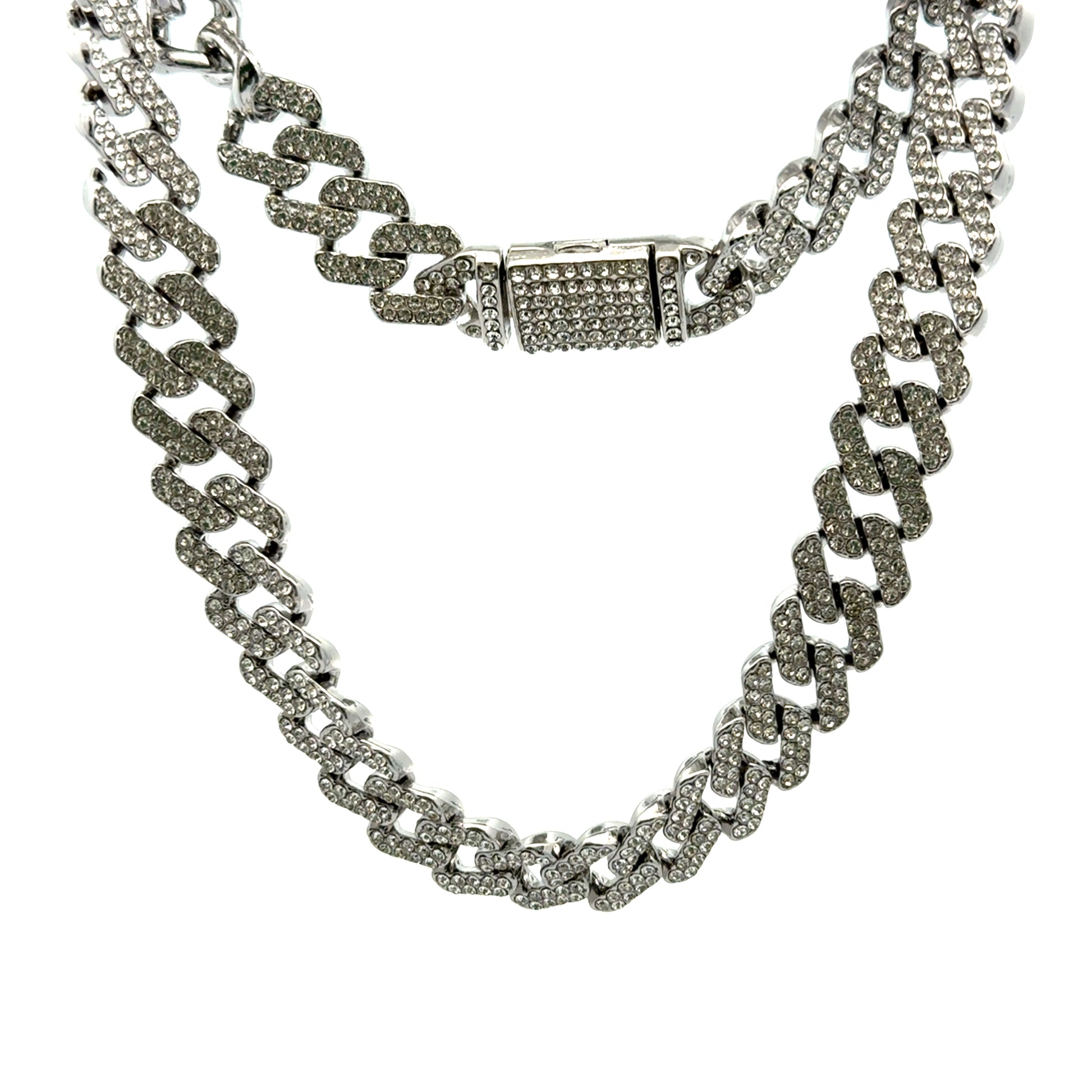 Lant barbati Cuban din metal comun si zirconiu