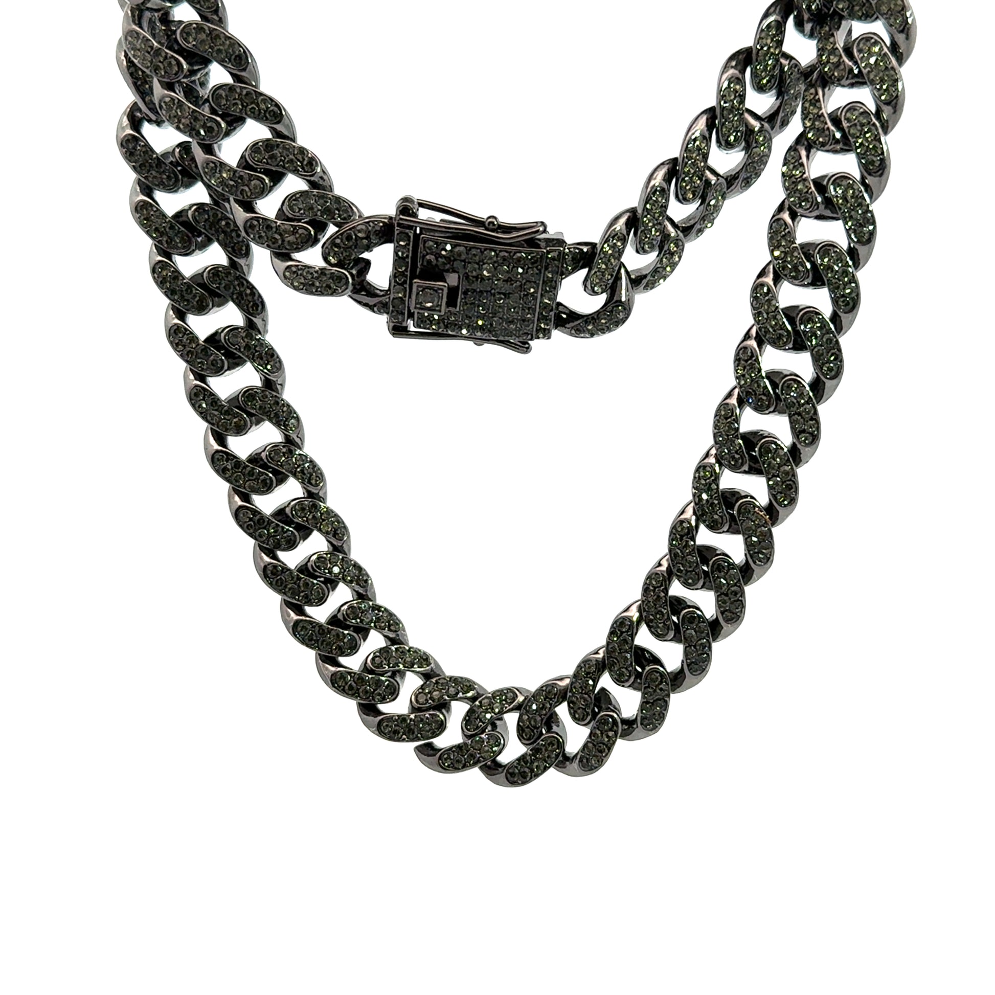 Lant barbati Cuban din metal comun si zirconiu negru