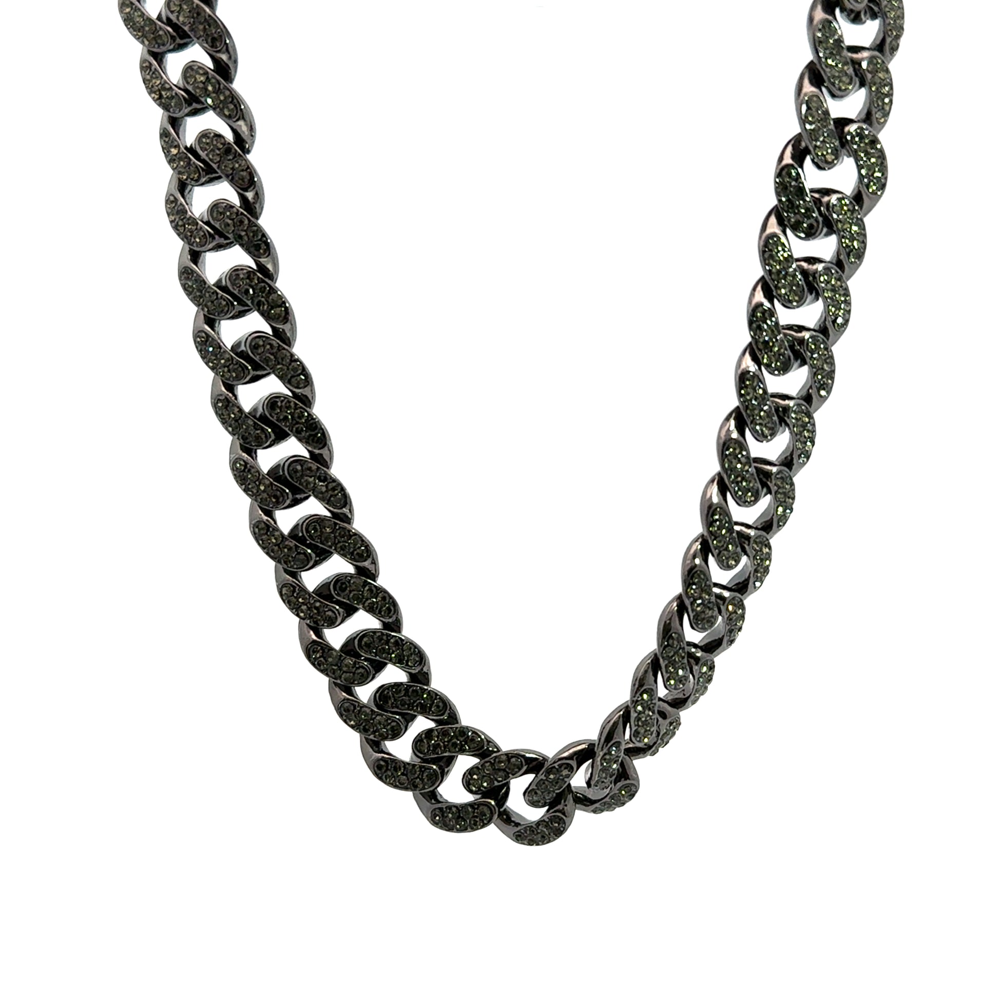 Lant barbati Cuban din metal comun si zirconiu negru